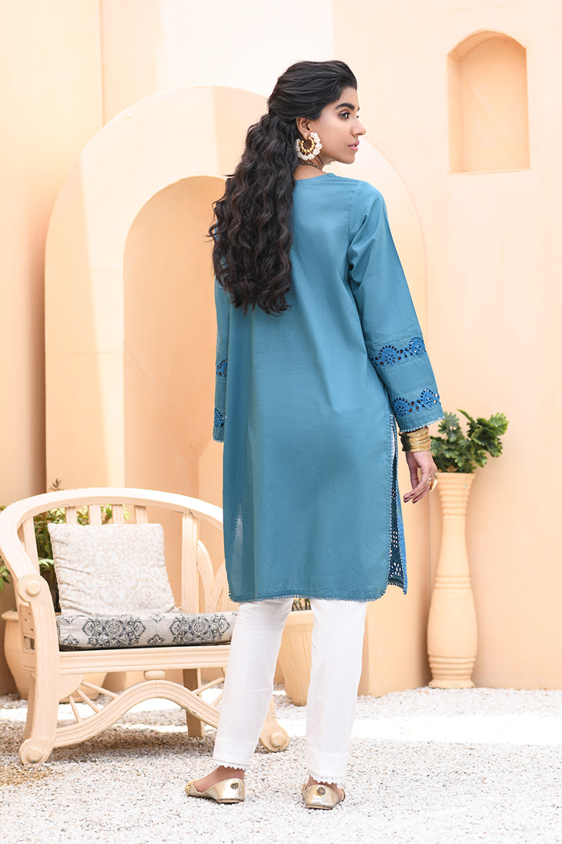 BERRYLINE Blue Embellished Shirt for Women - Elegant Embroidered Blouse for Casual & Party Wear | Perfect for Office, Date Night & Special Occasions