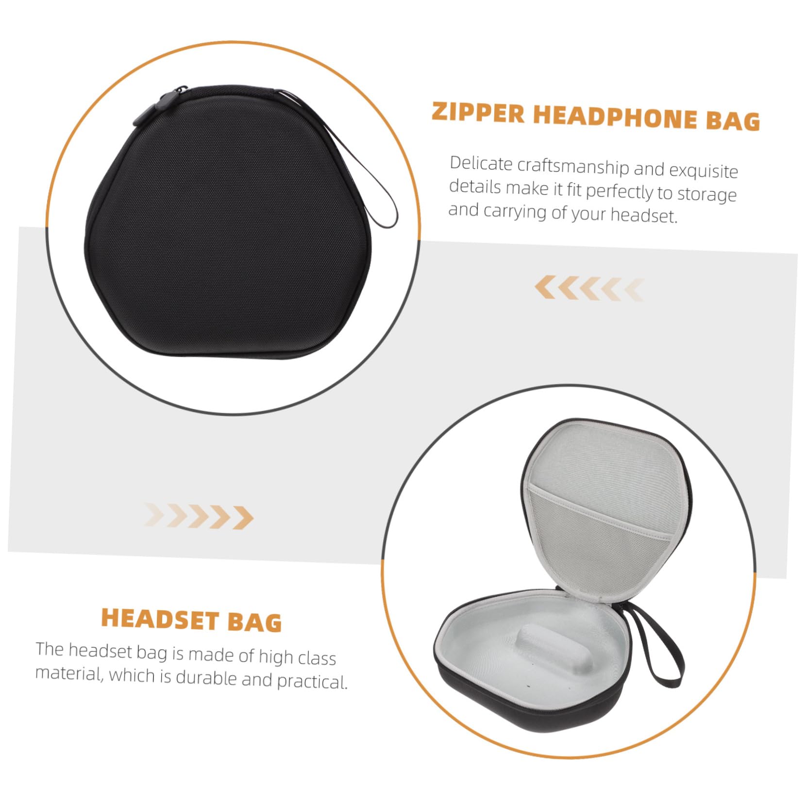 Premium Mikikit Headphone Storage Bag - Shockproof Hard Travel Case for Earbuds & Headphones (1pc) - Ideal for Airplane, Gym, Office & Daily Commute Protection