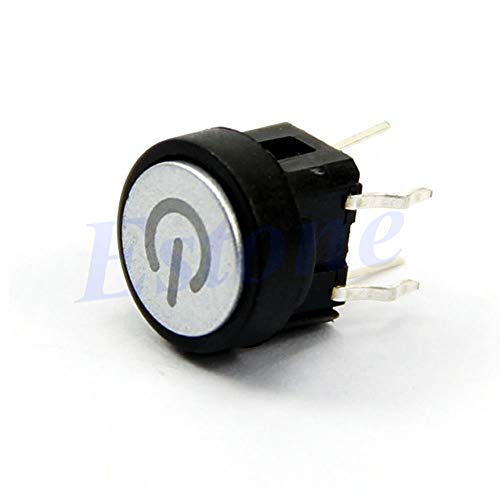 Blue LED Power Symbol Momentary Latching Push Button Switch for Computer Case - Perfect for PC Builds, DIY Electronics, and Gaming Rig Customization