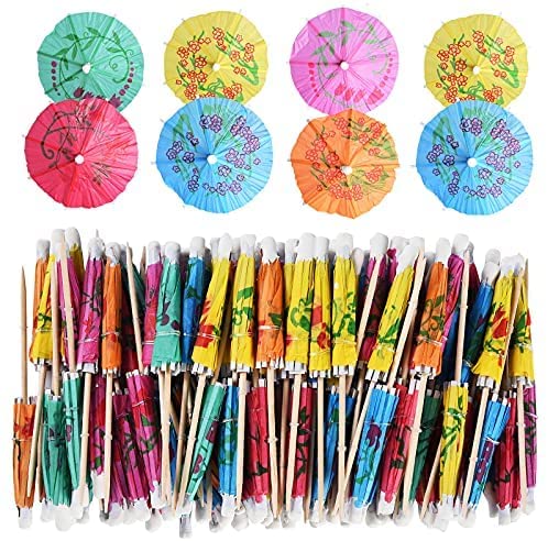50 Pcs Colorful Cocktail Umbrellas - Mini Drink Toothpicks for Summer Beverages, Tropical Party Decorations & Hawaiian Luau Themed Cocktails