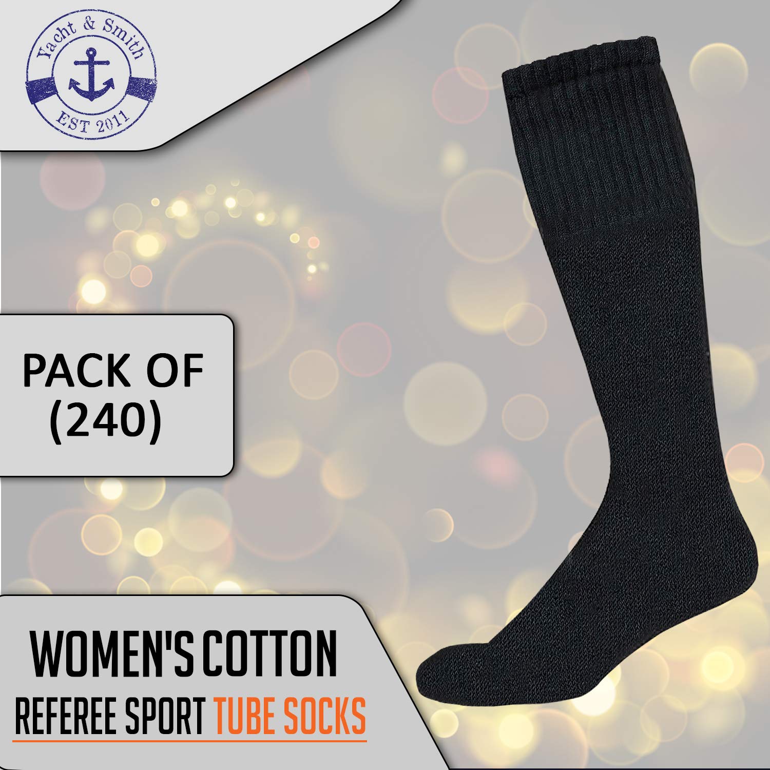 Yacht & Smith 26 Inch Wholesale Women's Cotton Tube Socks - Referee Sport Socks for Women (Size 9-11) - Perfect for Sports, Running, and Casual Wear