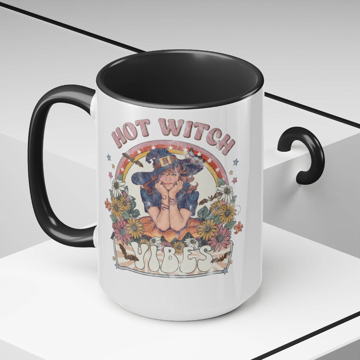 15 oz Retro Witch Coffee Mug - Halloween Witch Vibes Ceramic Cup for Coffee, Tea & Hot Drinks - Perfect for Halloween Parties, Witch-Themed Decor & Gifts