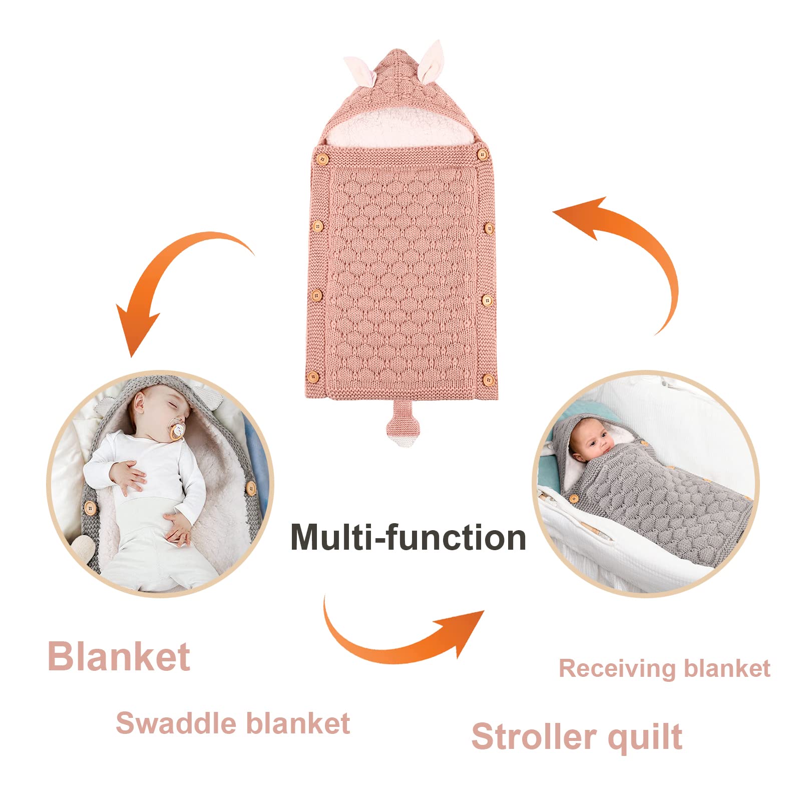Soft Unisex Fleece Swaddle Blankets for Baby Girls & Boys - Thick Knit Infant Wraps for Stroller & Nursery - Cozy Pink Baby Accessories for Sleeping, Swaddling & Travel