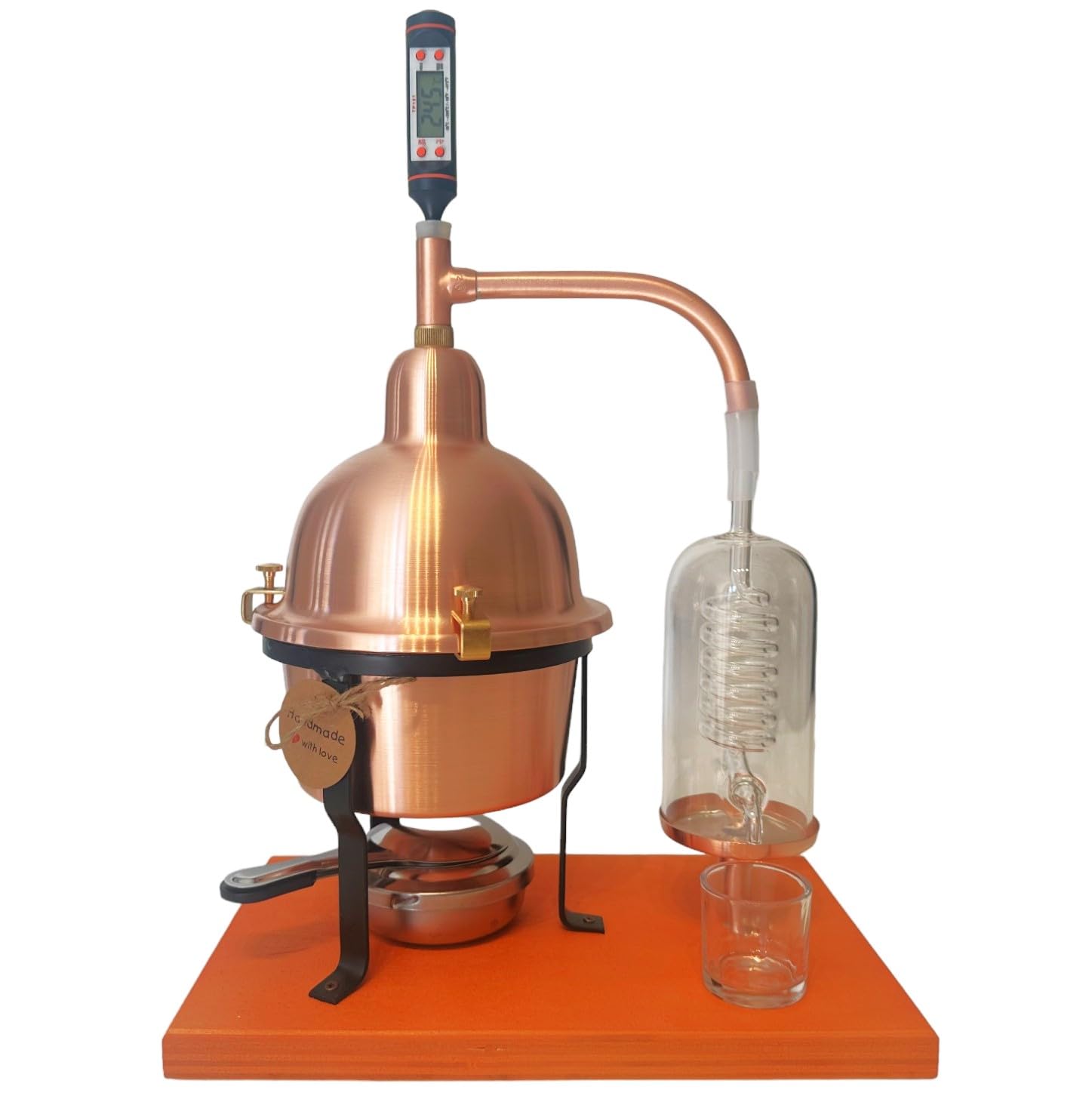 Premium Alembic Copper Essential Oil Distiller with Glass Condensing Coil - Perfect for Home Aromatherapy, DIY Essential Oils & Herbal Extractions