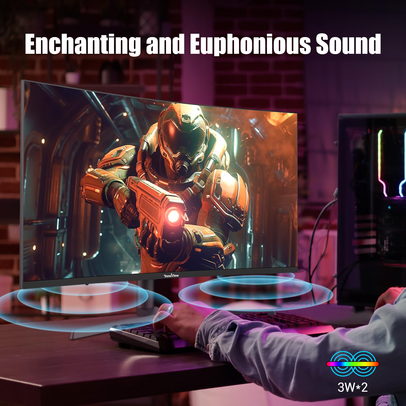 InnoView 32 Inch QHD 2K 240Hz 1ms Curved Gaming Monitor with Height Adjustable Stand, 99% sRGB, FreeSync, HDR10, Eye Care Technology, Built-in 3W x 2 Speakers - Perfect for PC Gaming, Esports, and Professional Workstations (DP/HDMI Ports)