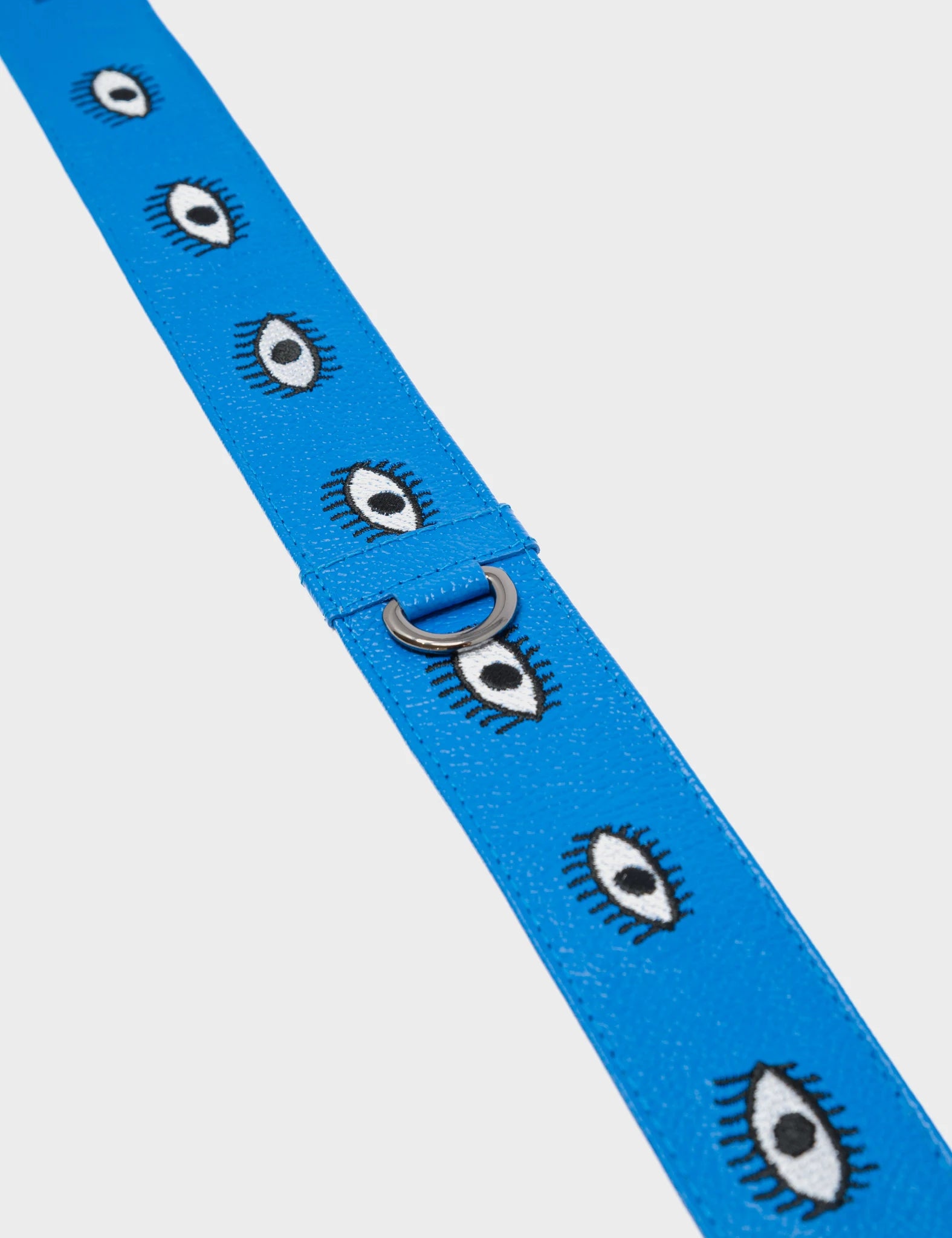 Detachable Ibiza Blue Leather Shoulder Strap with All Over Eyes Embroidery - Perfect for Handbags, Totes & Crossbody Bags Fashion Accessory