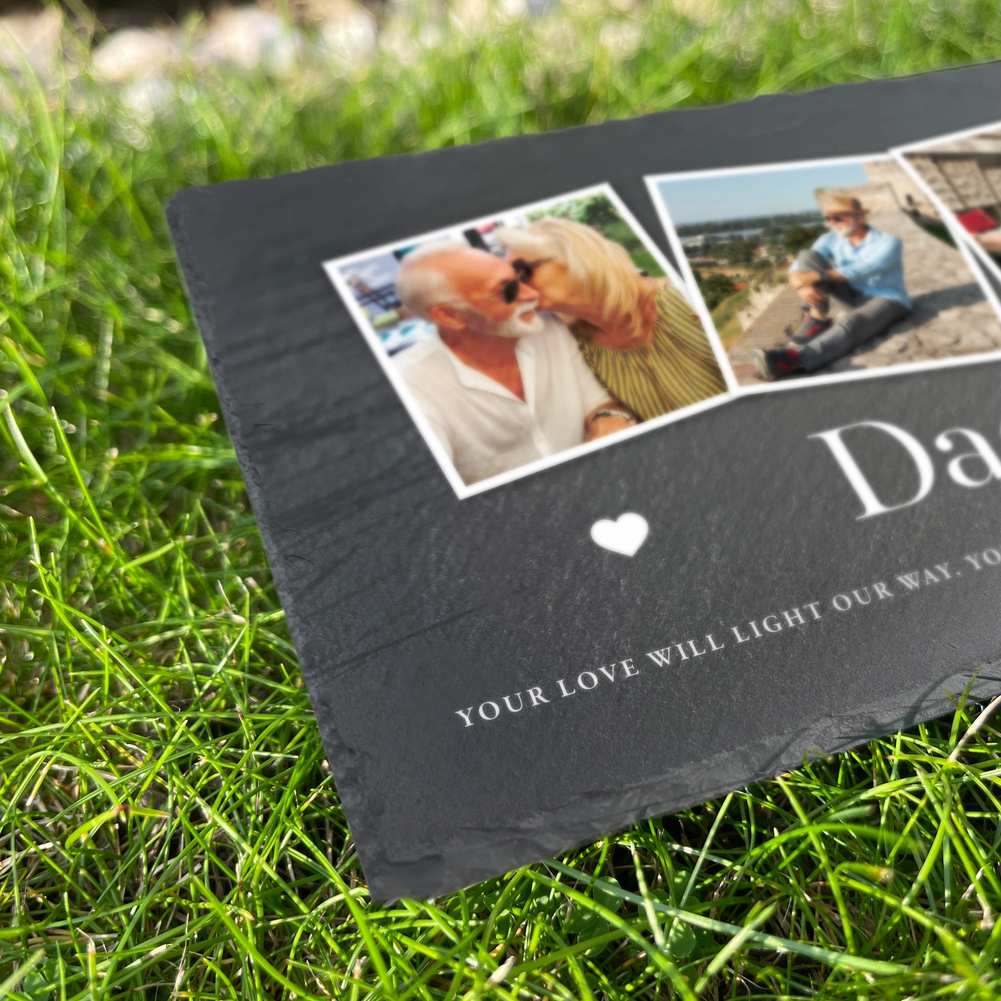 Personalized Photo Memorial Slate Grave Marker - 30 x 20cm Engraved Headstone for Loved Ones - Perfect for Cemetery, Garden, or Home Memorial Display