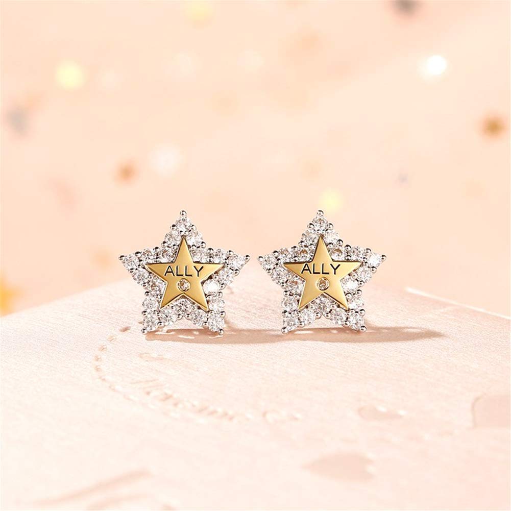 Jeulia 925 Sterling Silver Personalized Name Stud Earrings with CZ Stones - Custom Engraved Star Design Hypoallergenic Jewelry for Women & Teens - Perfect for Sensitive Ears, Everyday Wear & Gift Giving