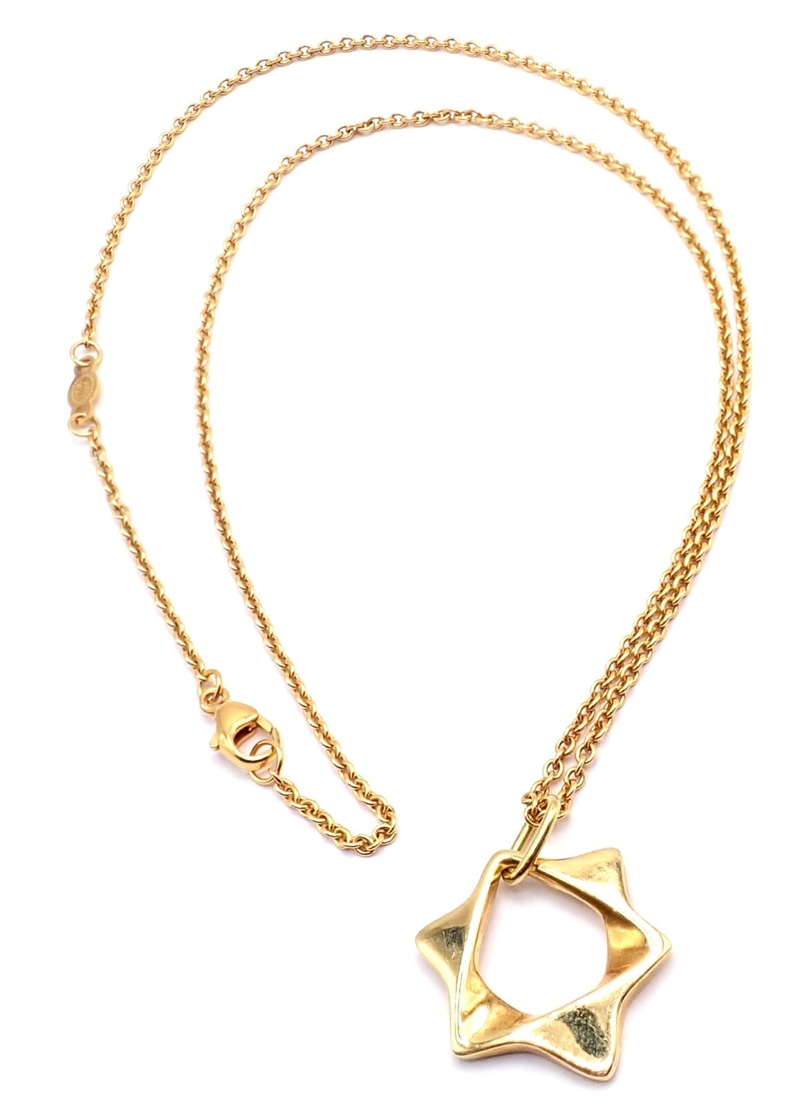 Authentic Georg Jensen 18k Yellow Gold Star of David Pendant Necklace - Elegant Jewish Jewelry for Hanukkah, Bar Mitzvah & Special Occasions
