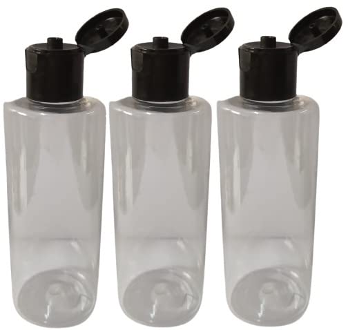 100ml Clear PET Plastic Cylinder Bottles with Black Flip Top - Leak Proof Travel Cosmetic Containers (Pack of 3) | Ideal for Toiletries, Skincare & DIY Products