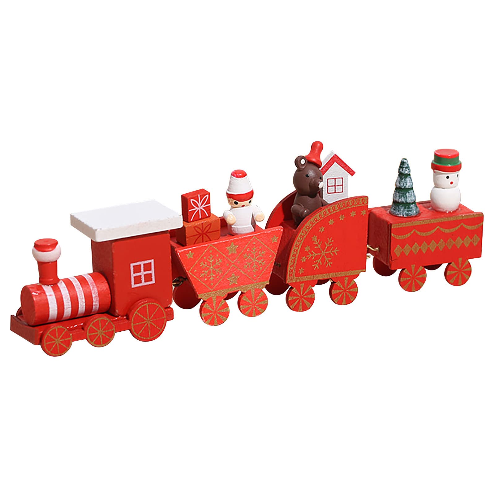 Viviplus Christmas Wooden Mini Train Ornaments - Cute Holiday Decor for Kids, Girls & Boys - Perfect Gift for Christmas Party Favors, Home & Kindergarten Decor - Festive Train Toy for Holiday Tree Decorations (Red, One Size)