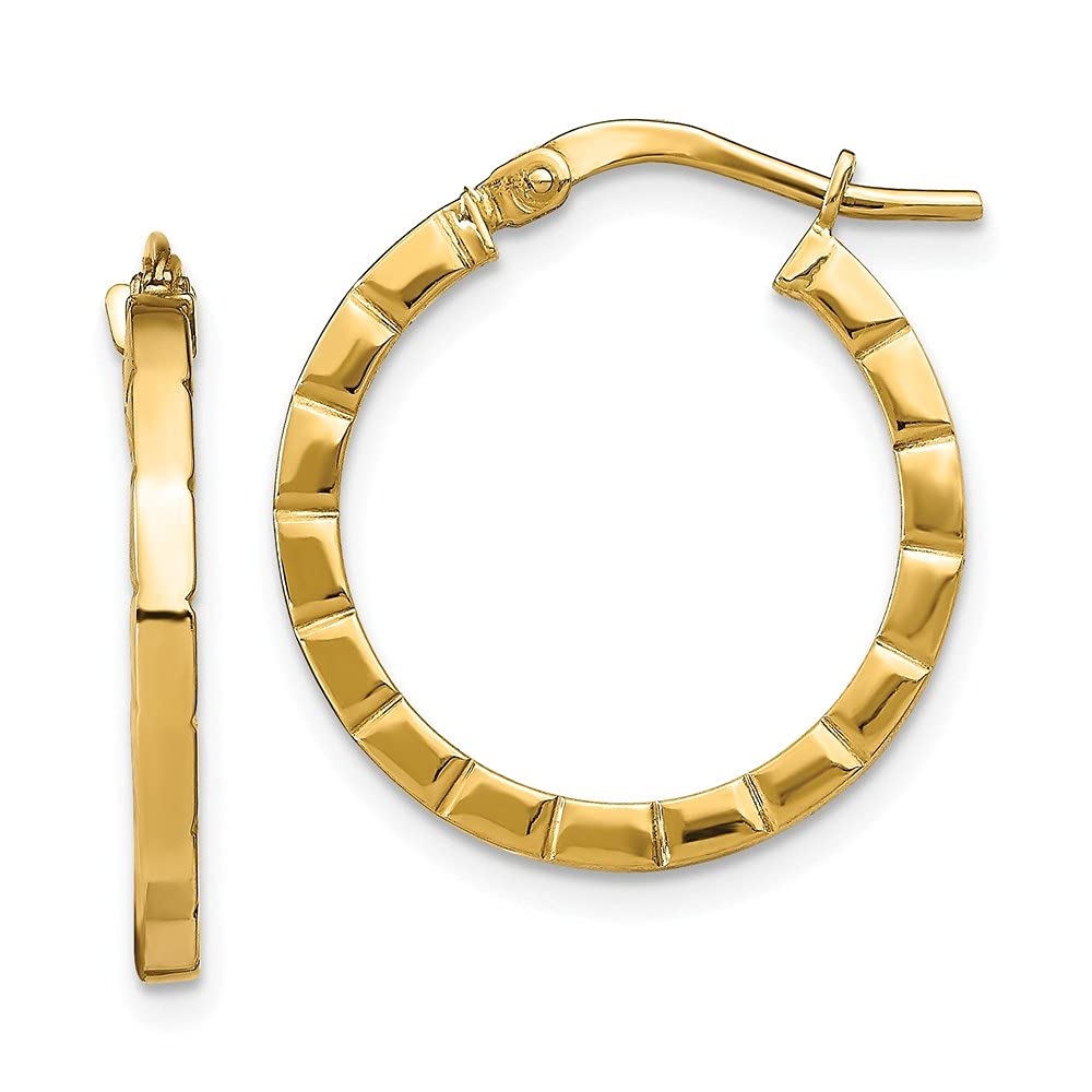14K Gold Small Striped Edge Hoop Earrings for Women - Dainty Everyday Jewelry, Perfect for Work, Date Night & Gifts