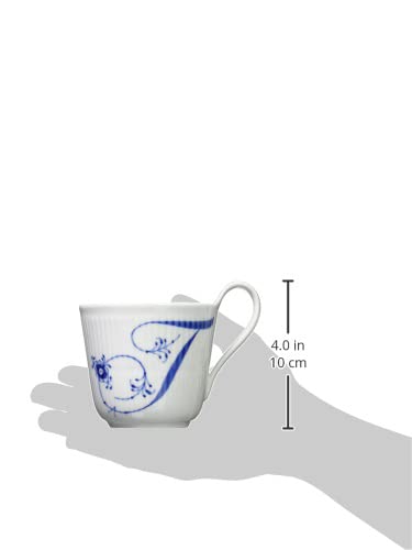Royal Copenhagen Blue Fluted Plain High Handle Coffee Mug - 11.2 oz (330ml) Porcelain Tea Cup - Elegant Wedding Gift, Bridal Shower Present - Perfect for Afternoon Tea & Coffee Break at Home or Office