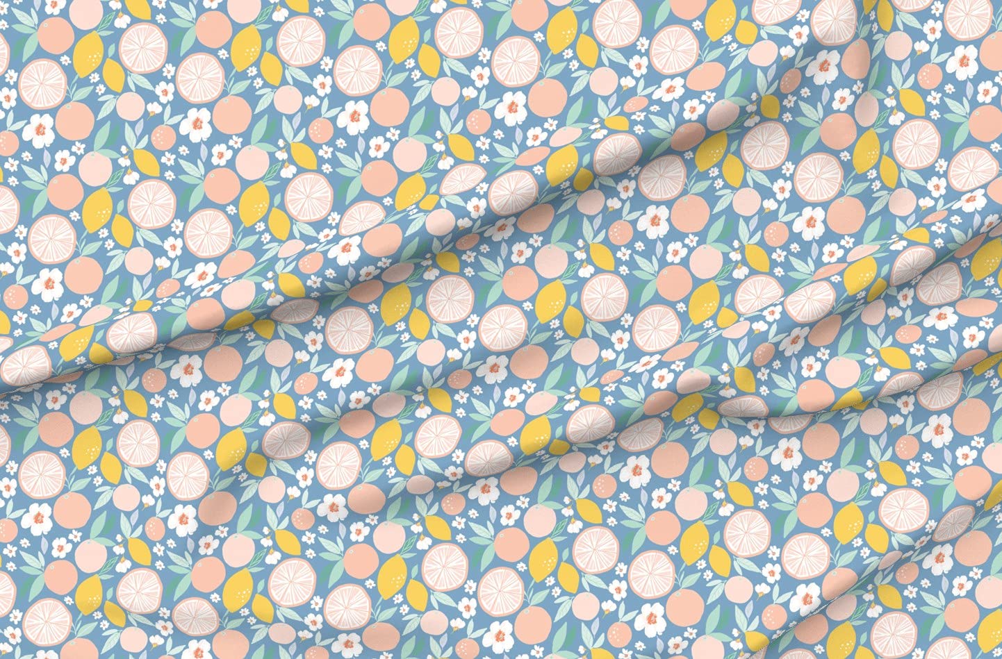 Bloom Grapefruit Lemon Print Upholstery Velvet Fabric - Fat Quarter for Nursery Decor, Home Upholstery & Apparel | Soft Durable Fabric for Curtains, Pillows, Clothing & DIY Crafts