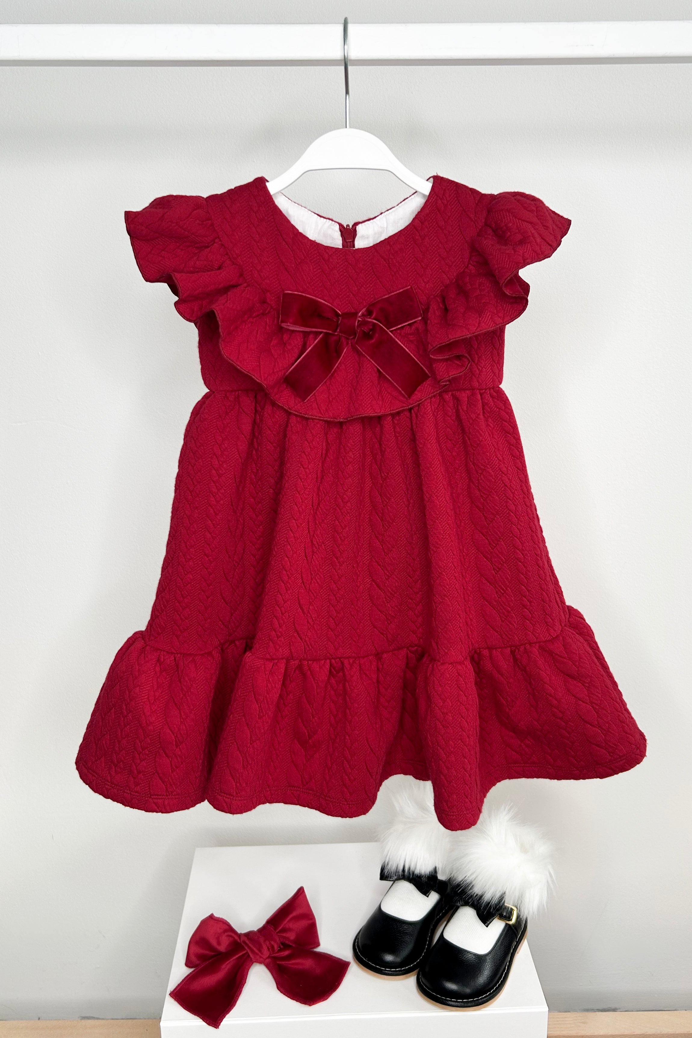 Sylvia Red Cable Knit Sweater Dress for Women - Cozy Winter Pullover Dress for Holiday Parties, Date Nights & Office Wear