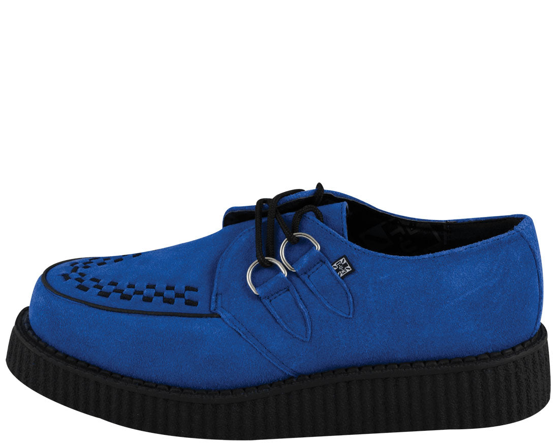 T.U.K Electric Blue Suede Low Round Creeper Shoes - Punk Rock Vegan Sneakers for Women & Men | Perfect for Concerts, Streetwear & Alternative Fashion Outfits