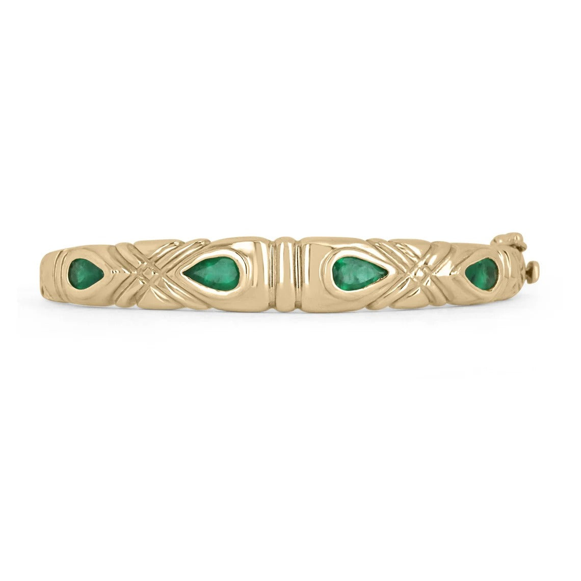 2.0 Carat 14K Gold Colombian Emerald Pear Cut Bangle Bracelet for Women - Elegant Jewelry Gift for Birthday, Anniversary & Special Occasions