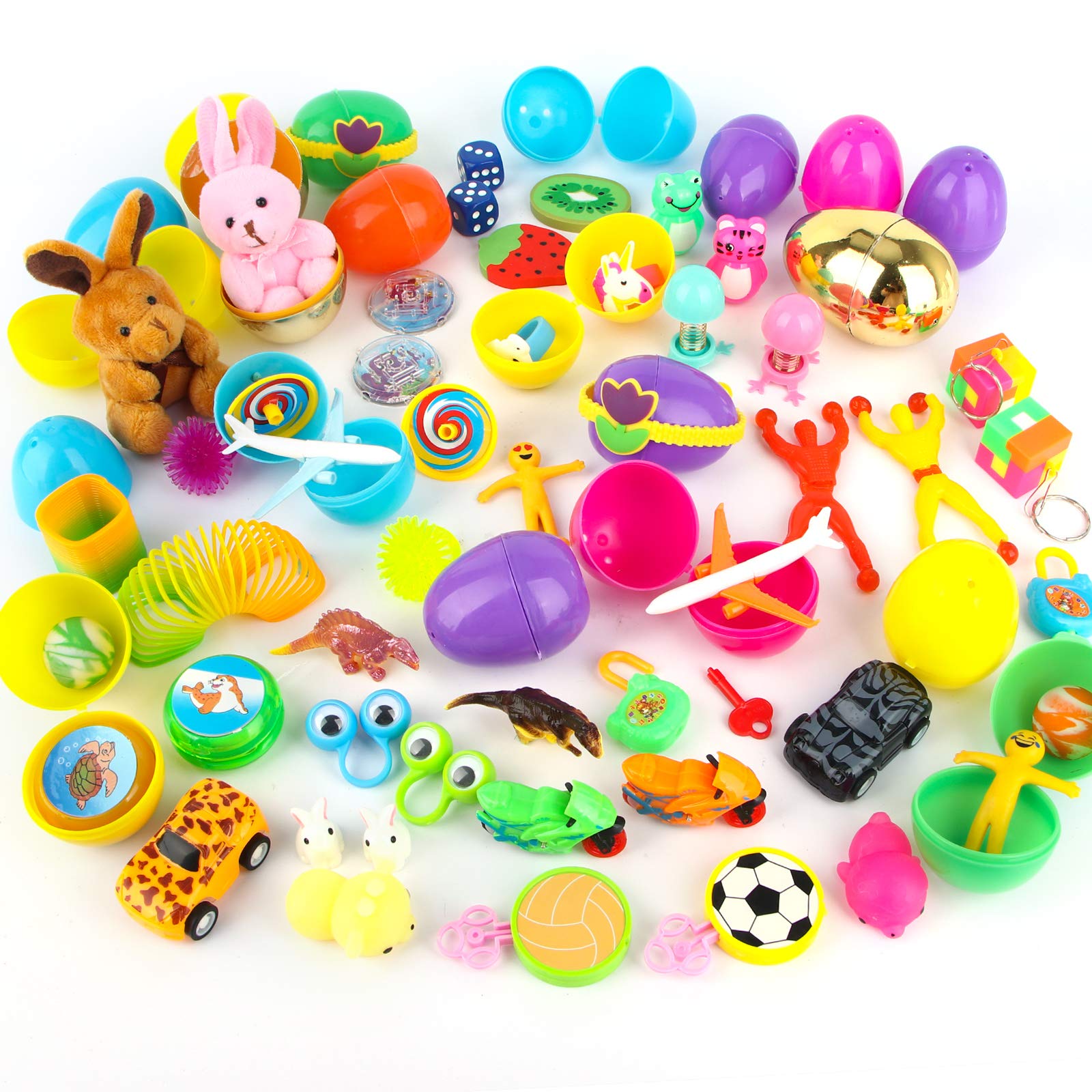 50 Pcs Prefilled Easter Eggs with Toys - Colorful Plastic Easter Basket Stuffers for Kids, Easter Egg Hunt & Party Favors - Perfect for Easter Celebrations, Classroom Activities & Birthday Party Games