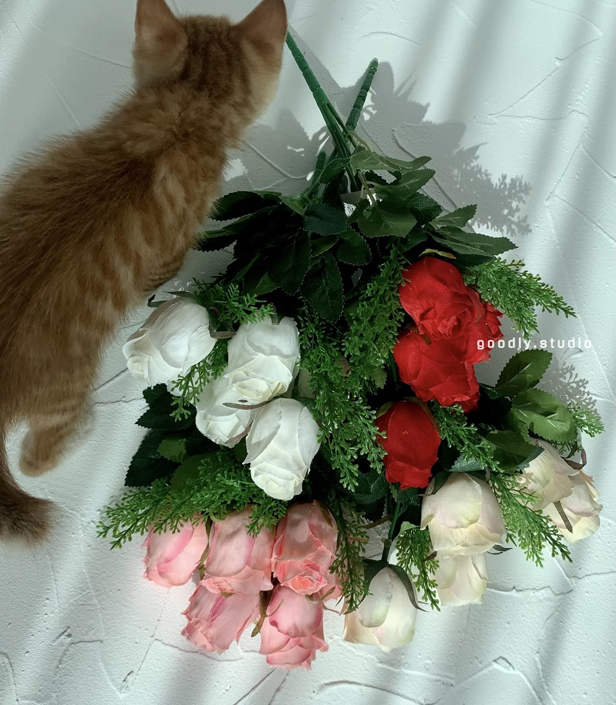 Artificial Silk Rose Flower Bouquet with Stems - Faux Flowers for DIY Wedding Bouquets, Bridal Shower, Party & Home Decor (Chiffon) - Perfect for Centerpieces, Table Arrangements, and Romantic Gift Giving