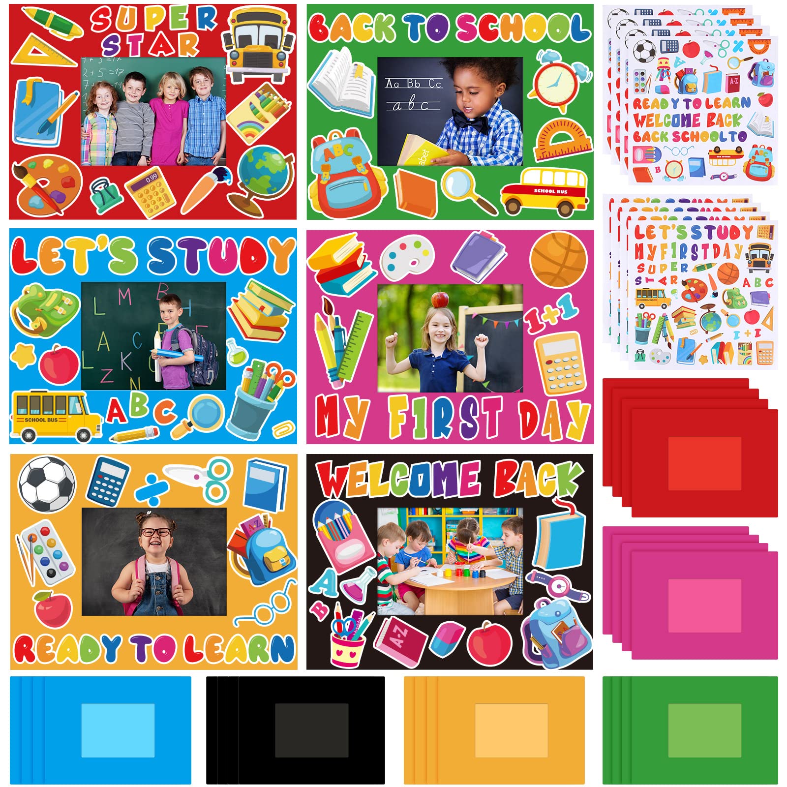 24 Pcs DIY Welcome Back to School Picture Frame Craft Kit - Kindergarten Preschool Classroom Activities, Arts & Crafts for Kids, Party Decorations, First Day Photo Keepsake, Teacher Gifts, Student Projects