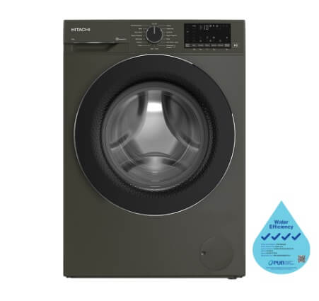 Hitachi BD 80YFVEM Front Load Washer with Steam & Hygiene Easy Iron Inverter + TD 80XFVEM Tumble Dryer Set - Perfect for Large Families & Modern Laundry Rooms