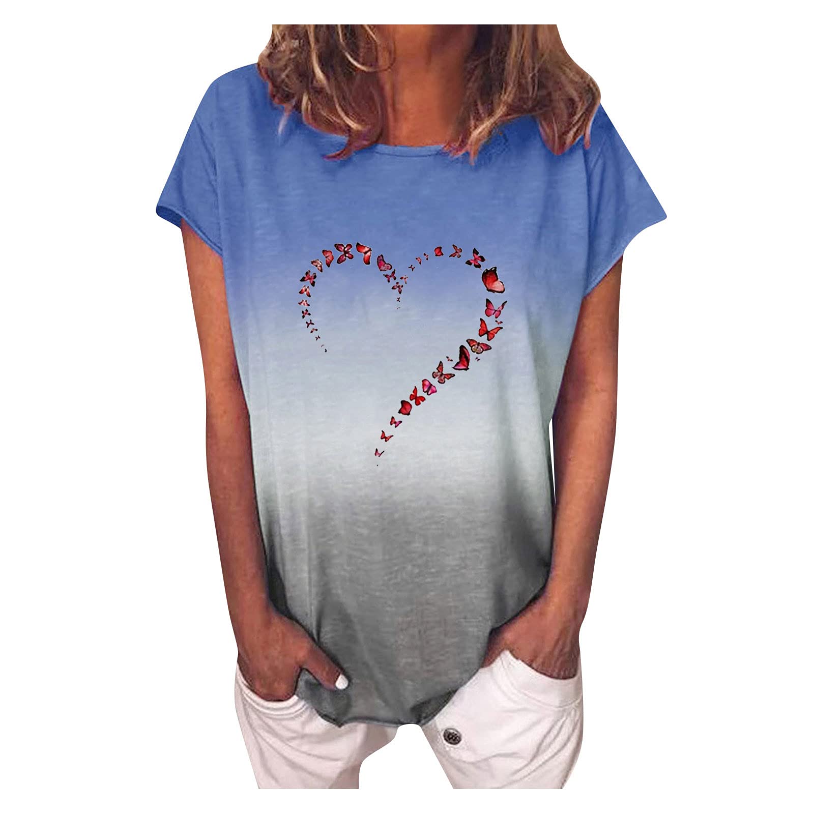 Women's Tie Dye V-Neck T-Shirts - Loose Fit Short Sleeve Casual Tops for Summer | Trendy Boho Style Shirts for Beach, Music Festivals & Everyday Wear