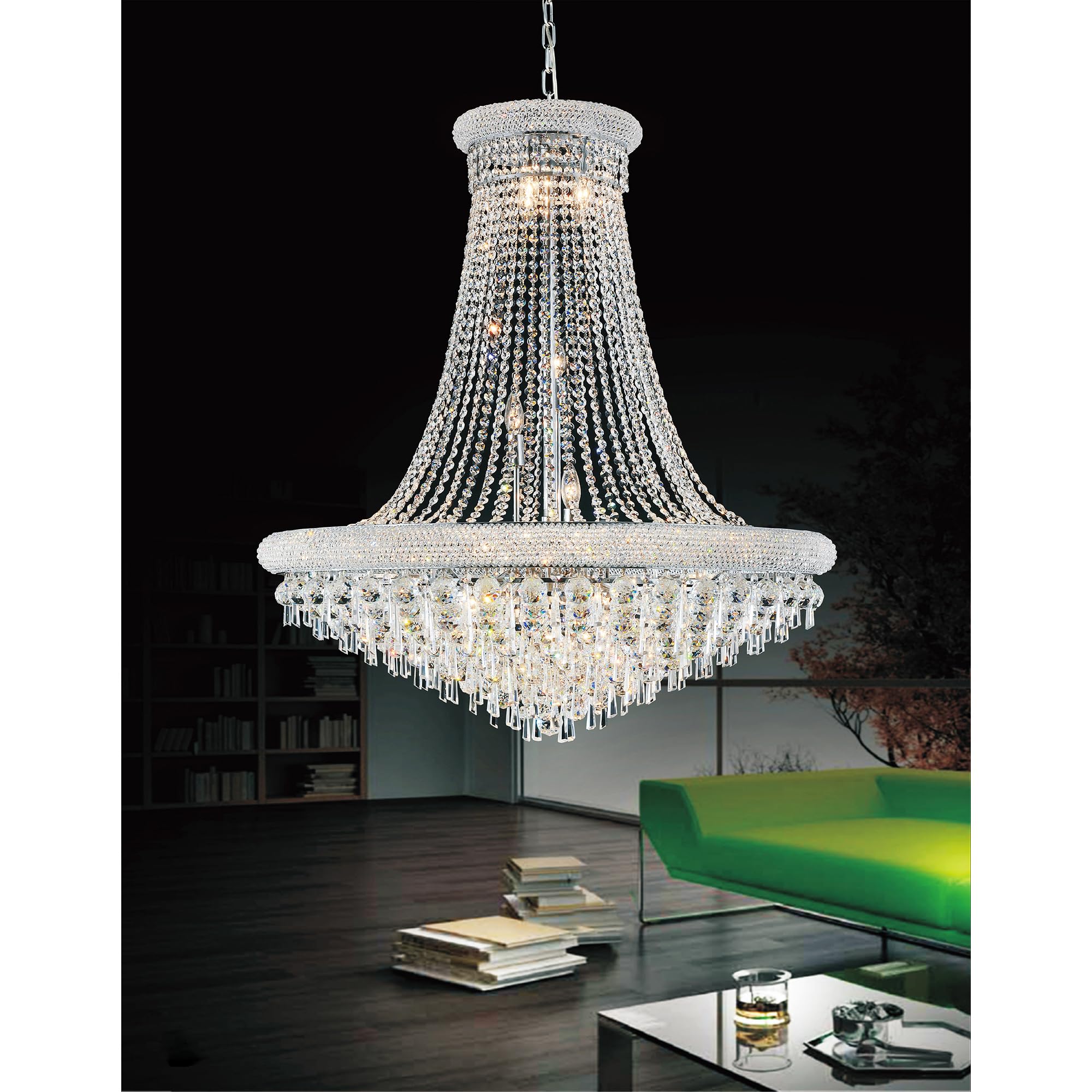 20-Light Chrome Finish Modern Chandelier - Elegant Dining Room & Living Room Ceiling Light Fixture for Home Decor