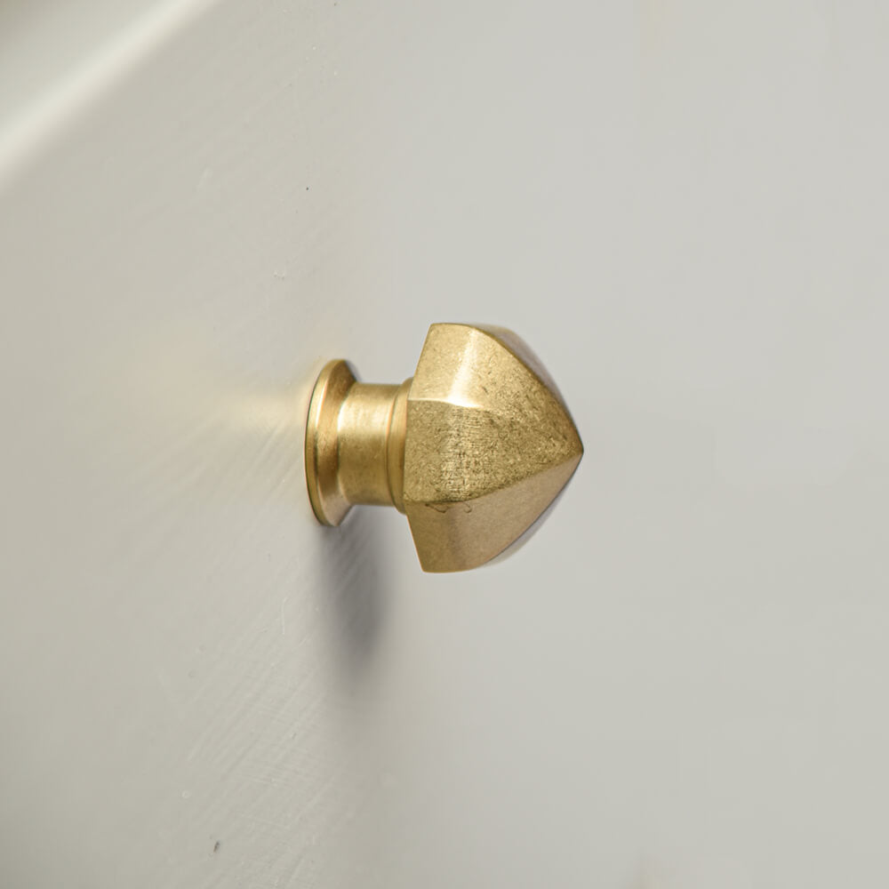 Vintage Aged Brass Octagonal Cabinet Knobs - Pointed Design for Dressers, Kitchen Cabinets & Furniture Hardware (Set of 10) - Perfect for Farmhouse, Industrial & Rustic Home Decor