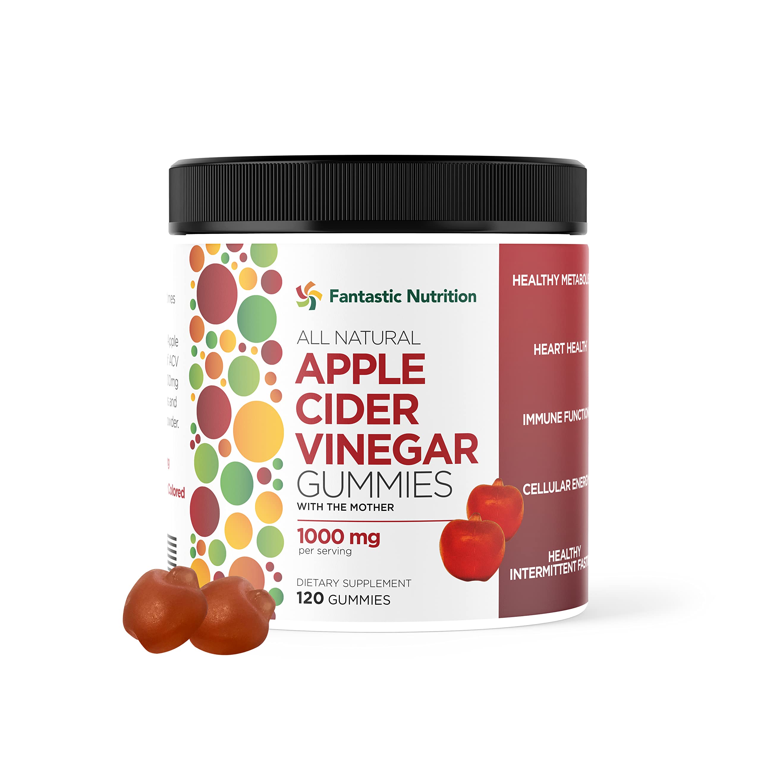 Organic Apple Cider Vinegar Gummies with The Mother - Immune Support & Antioxidant Supplement - Vegan, Gluten Free, B Vitamins - Boost Immunity & Digestion - Perfect for Daily Wellness & Detox