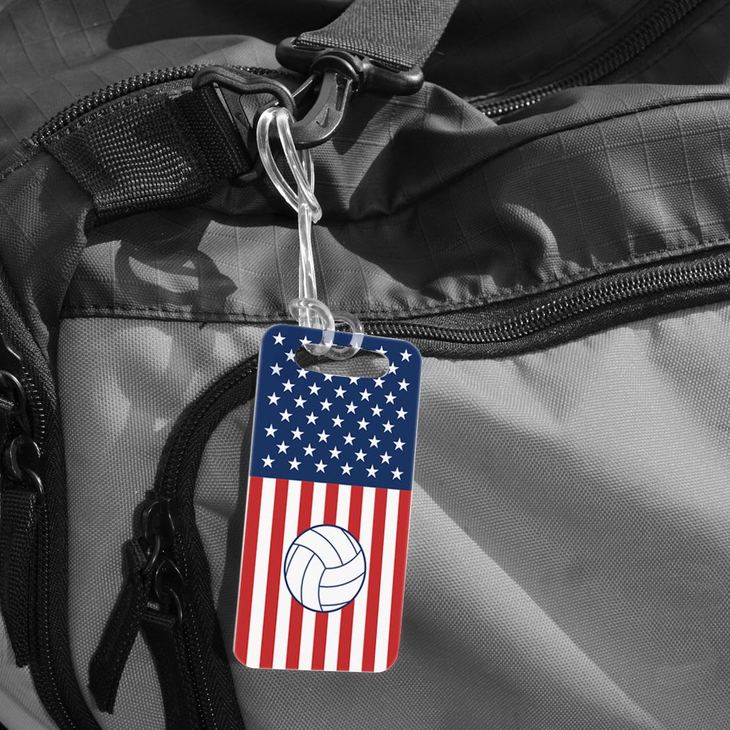 ChalkTalkSPORTS Volleyball Luggage Tag & Bag Tag - USA Volleyball Player Design with Standard Lines on Back - Perfect for Travel, Sports Tournaments & Team Gifts