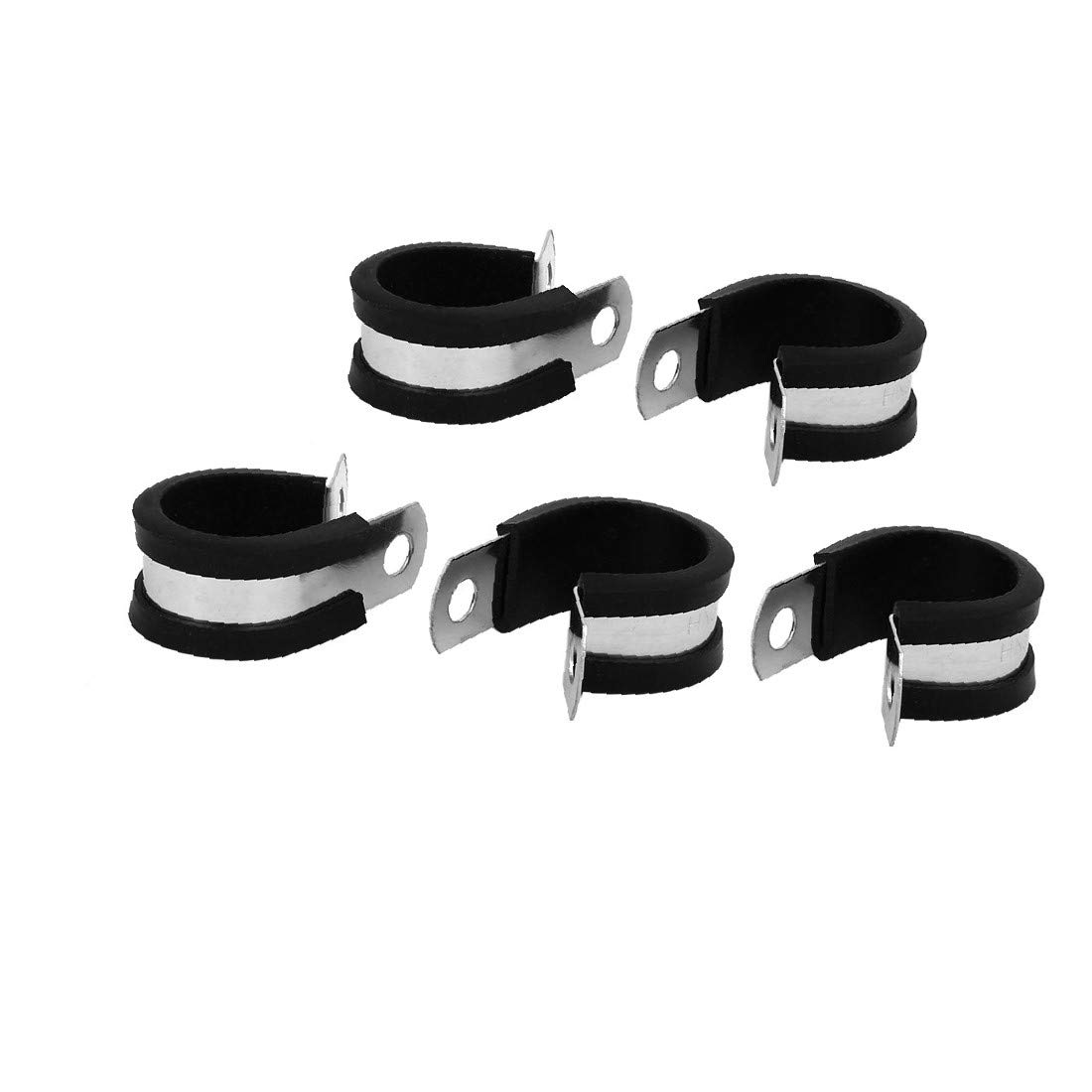 X-DREE 20mm Dia EPDM Rubber Lined P Clips - Heavy Duty Cable Hose Pipe Clamps Holder (5 Pack) - Perfect for Automotive Wiring, Marine Applications & Industrial Pipe Management