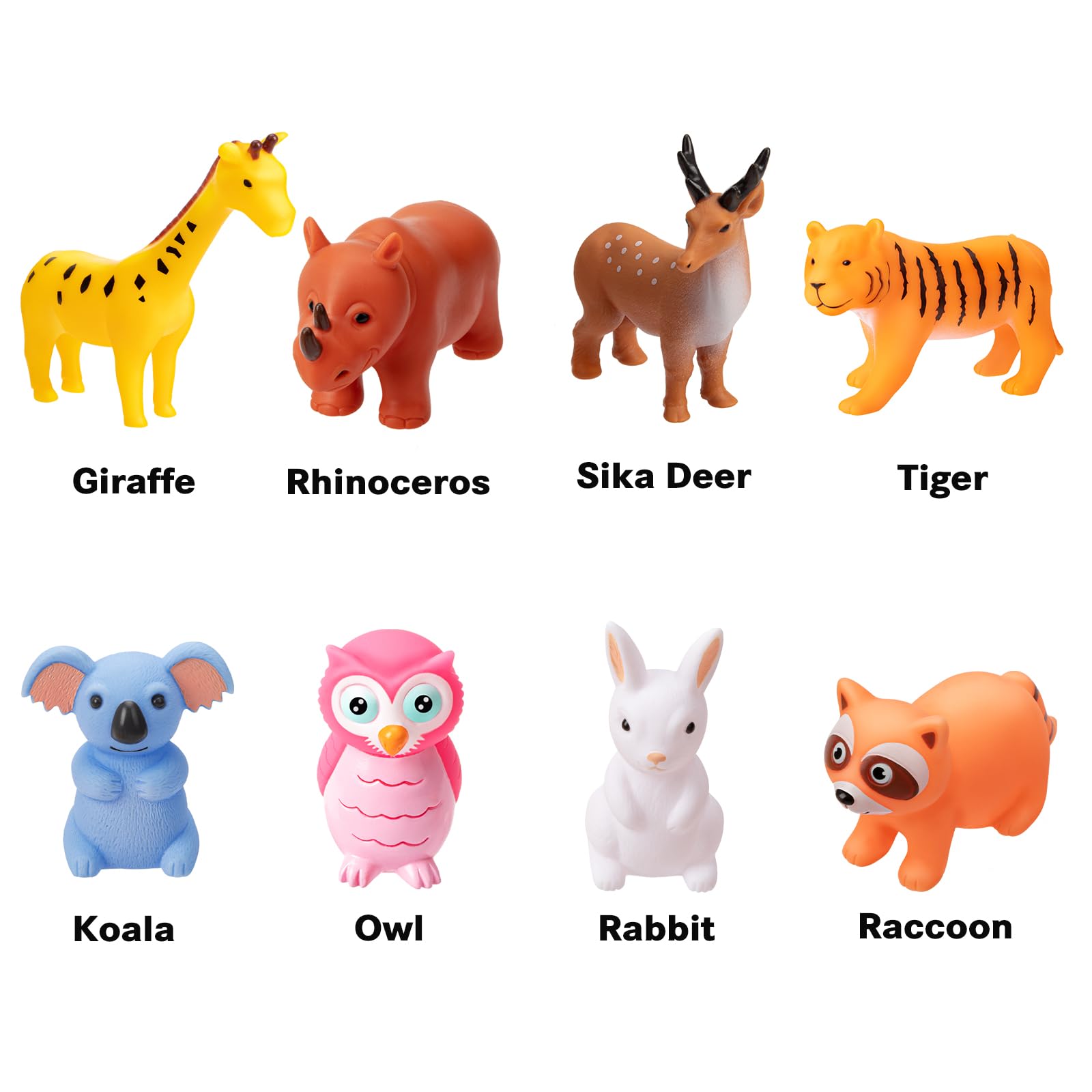 **Non-Toxic Bath Toys for Babies 6-18 Months & Toddlers 1-3 Years - 8PC No-Hole Animal Bathtub Toys Set (Animal C) - Safe, Fun & Educational Bath Time Play for Infants**