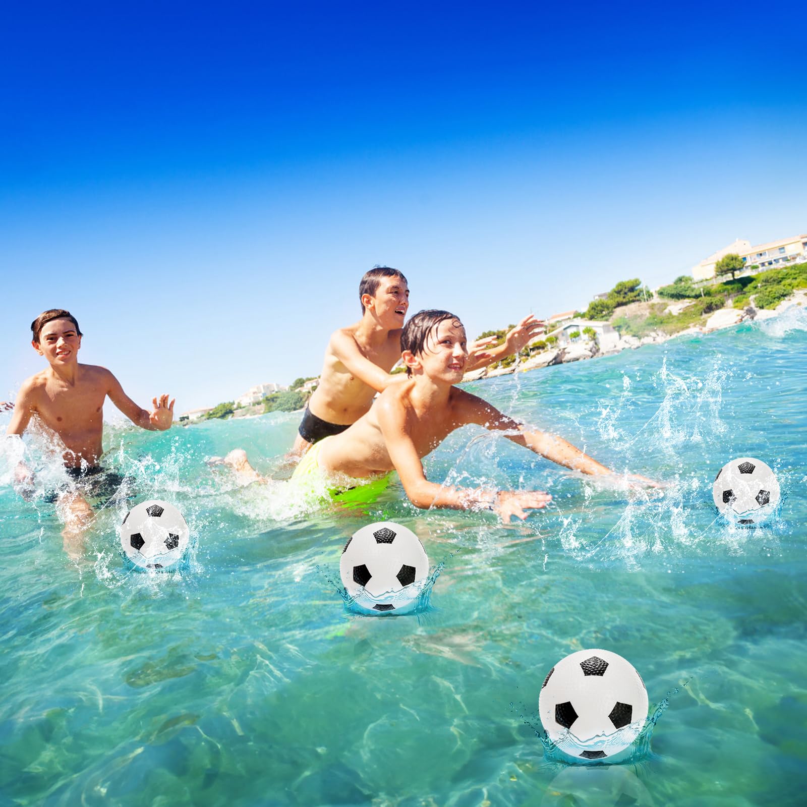 **Youeon 16-Pack 5.5 Inch Inflatable Soccer Balls for Kids & Adults - Includes Hand Pump, Perfect for Pool, Beach, Backyard Games, Parties & Summer Sports Gifts - Indoor & Outdoor Fun**