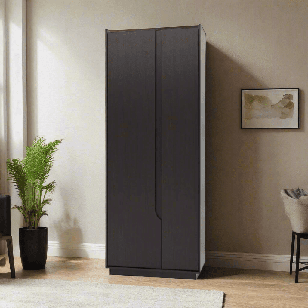 Garnette 2 Door Wardrobe Closet - Modern Wooden Storage Cabinet for Bedroom, Living Room & Office - Perfect for Organizing Clothes, Shoes & Accessories