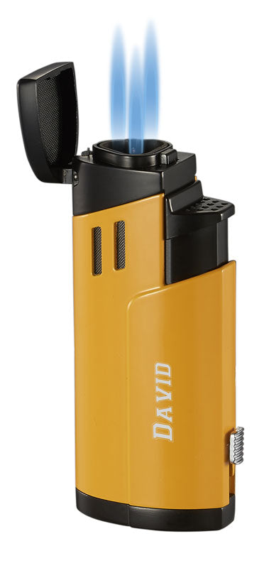 Shavano Triple Jet Flame Cigar Lighter - Windproof Butane Lighter for Cigars & Cigarettes - Perfect for Outdoor Use, Travel & Gifts (Yellow)