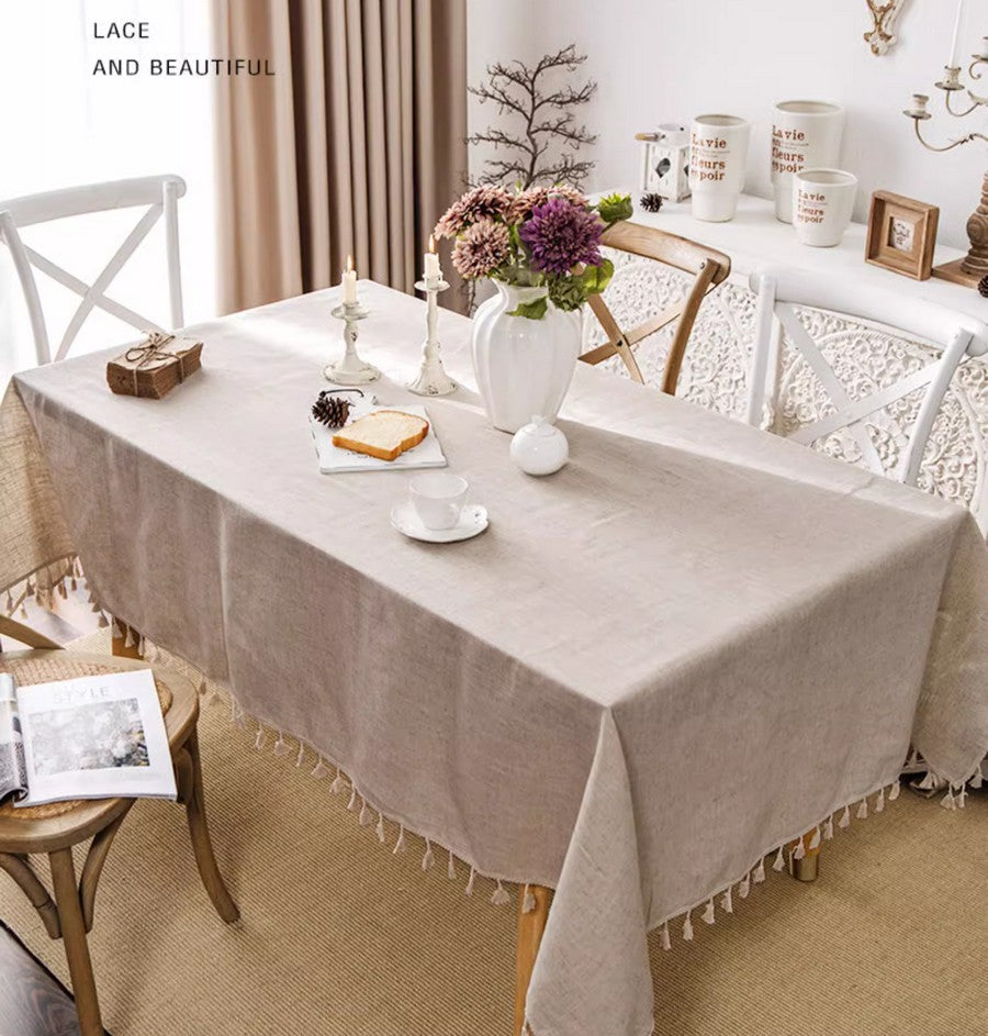Premium Brown Linen Tablecloth - Elegant Rectangle Dining Table Cover for Home Decor, Modern & Simple Design, Fits Oval & Square Tables - Perfect for Dinner Parties, Holidays & Everyday Use