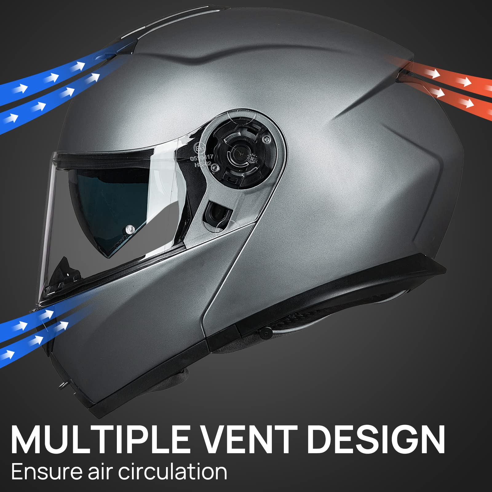 **ILM Adult Modular Full Face Motorcycle Helmet - DOT Approved, Flip-Up Dual Visor, Comfortable & Safe (Gray, Small) - Perfect for Commuting, Touring & Adventure Riding**