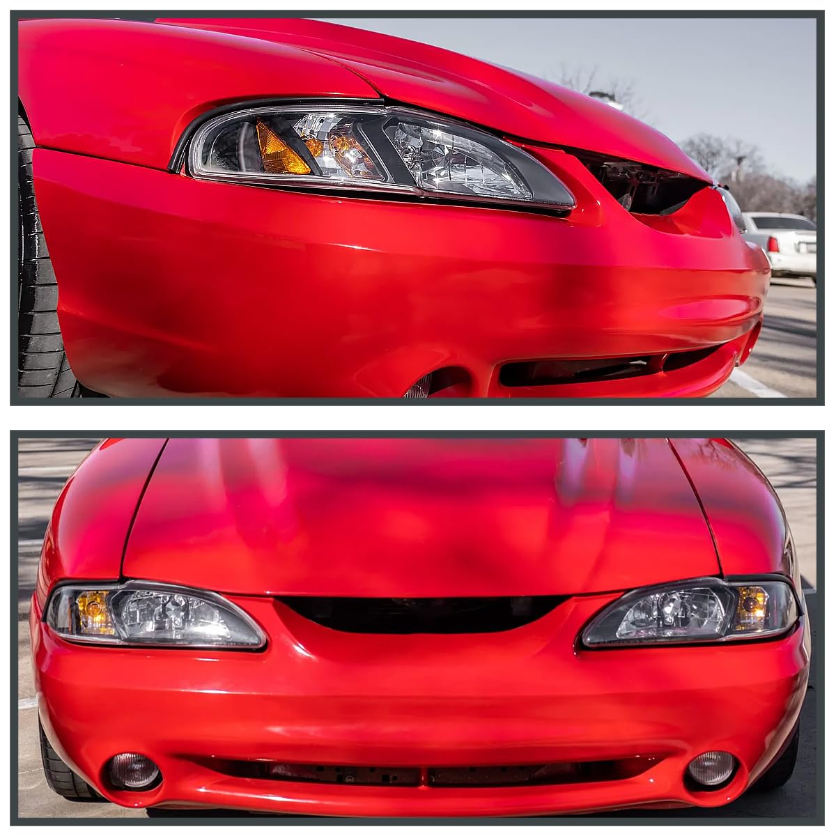 Spec-D Tuning Black 1PC Style Headlights for 1994-1998 Ford Mustang - Left & Right Pair Headlight Assembly - Upgrade Your Ride with Sleek Lighting for Night Driving & Car Shows