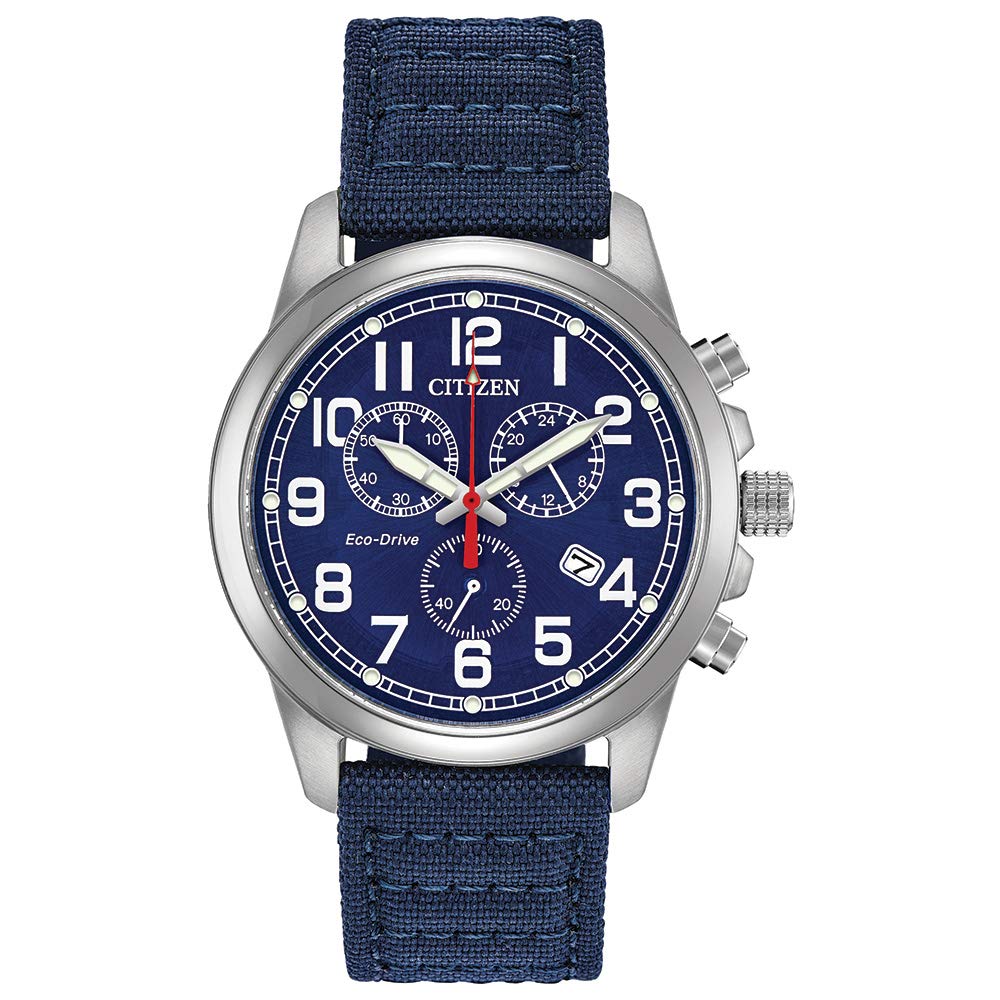 Citizen Eco-Drive AT0200-05E Men's Chronograph Watch with Canvas Strap - Solar Powered, Water Resistant for Outdoor Activities & Casual Wear