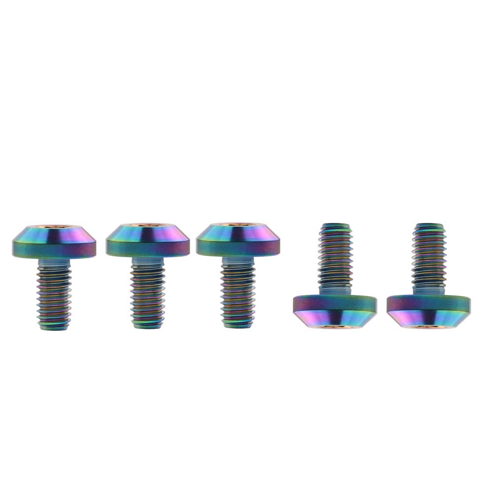 Rainbow Titanium M6x12 15 20 25 30 35mm Umbrella Head Allen Bolts - Pack of 5 - Ideal for Bicycle, Motorcycle, and Outdoor Gear Assembly
