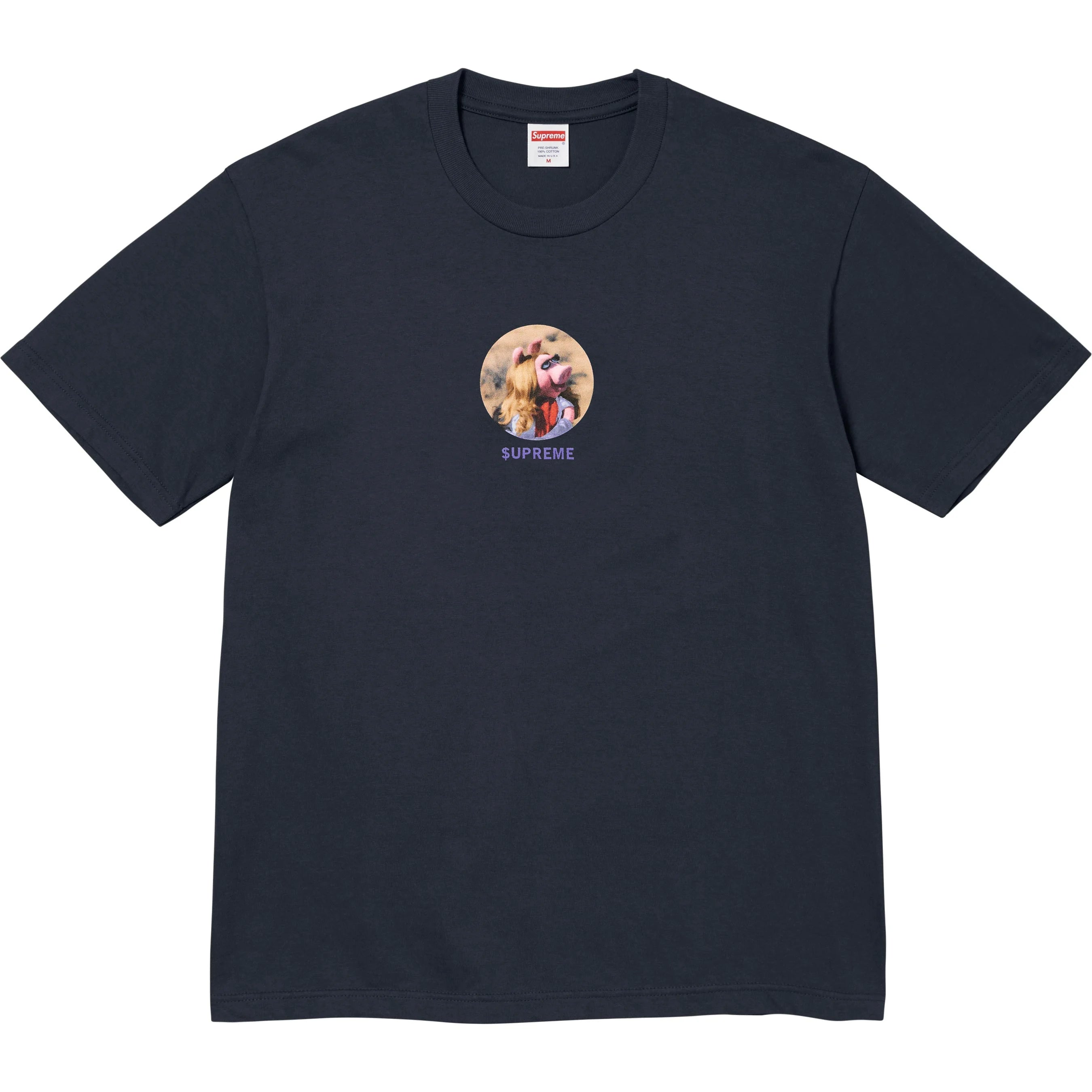 Supreme Miss Piggy Graphic T-Shirt in Navy Blue - Casual Streetwear for Fans & Collectors