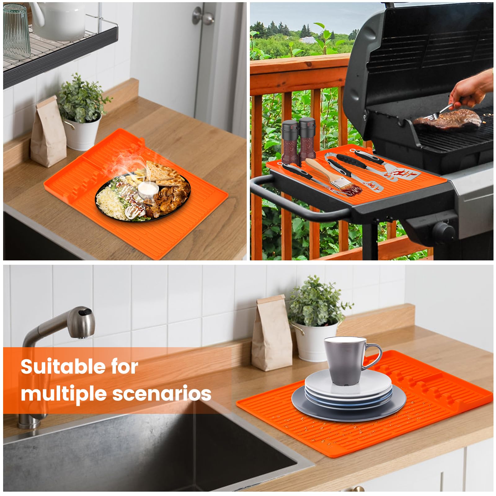 **Blackstone Silicone BBQ Grill Mat – Heat-Resistant Non-Stick Cooking Mat for Blackstone Griddles – Drip Pad & Spatula Mat – Perfect for Grilling, Baking & Countertop Protection**    *(Use: Ideal for outdoor BBQ, indoor cooking, baking, and protecting countertops from grease and spills.)*
