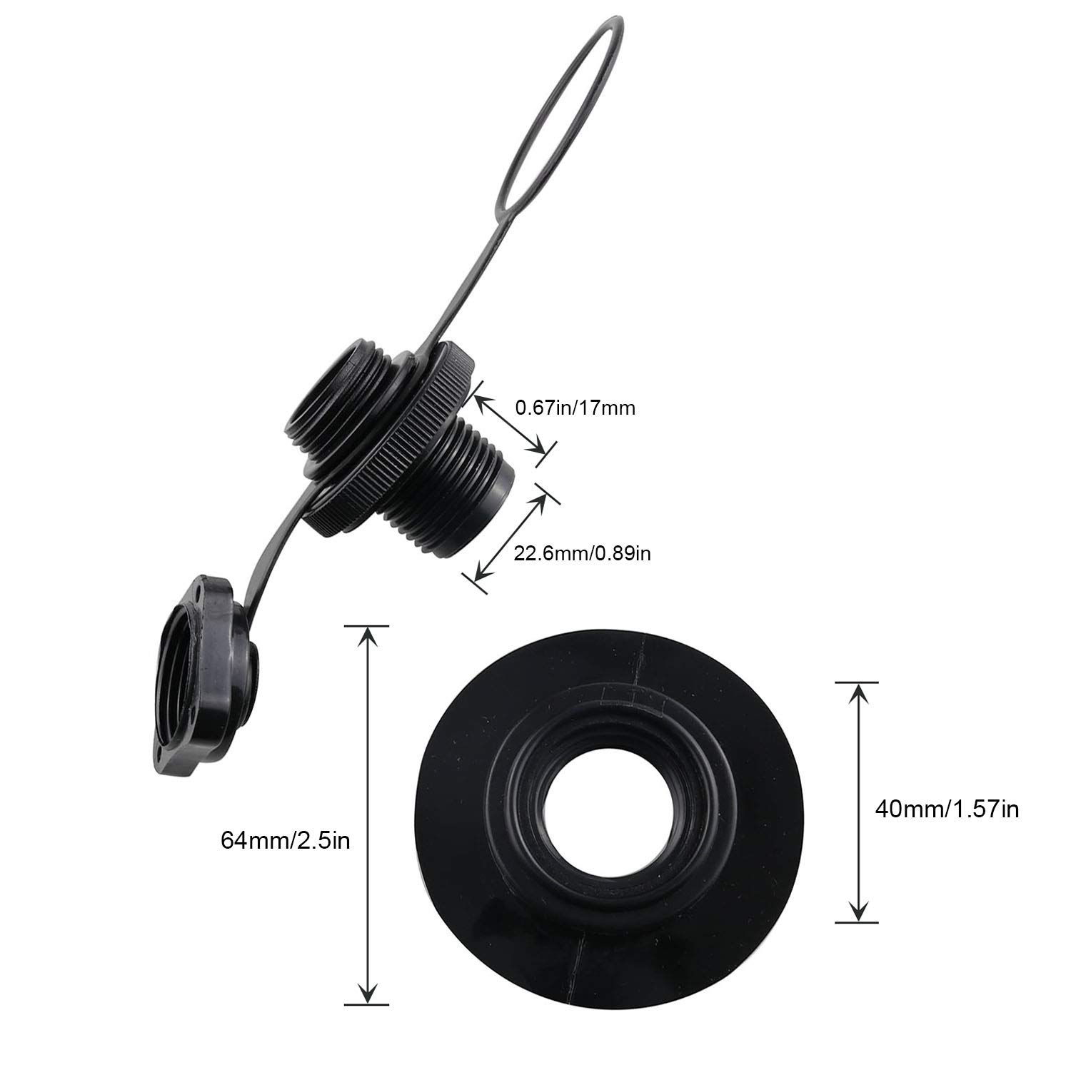 2-Pack Spiral Air Nozzle Boston Valve Replacement - Universal Fit for Inflatable Boats, Kayaks, Rafts & Water Sports Equipment - Perfect for Quick Inflation/Deflation of Canoes, Paddle Boards & Pool Floats