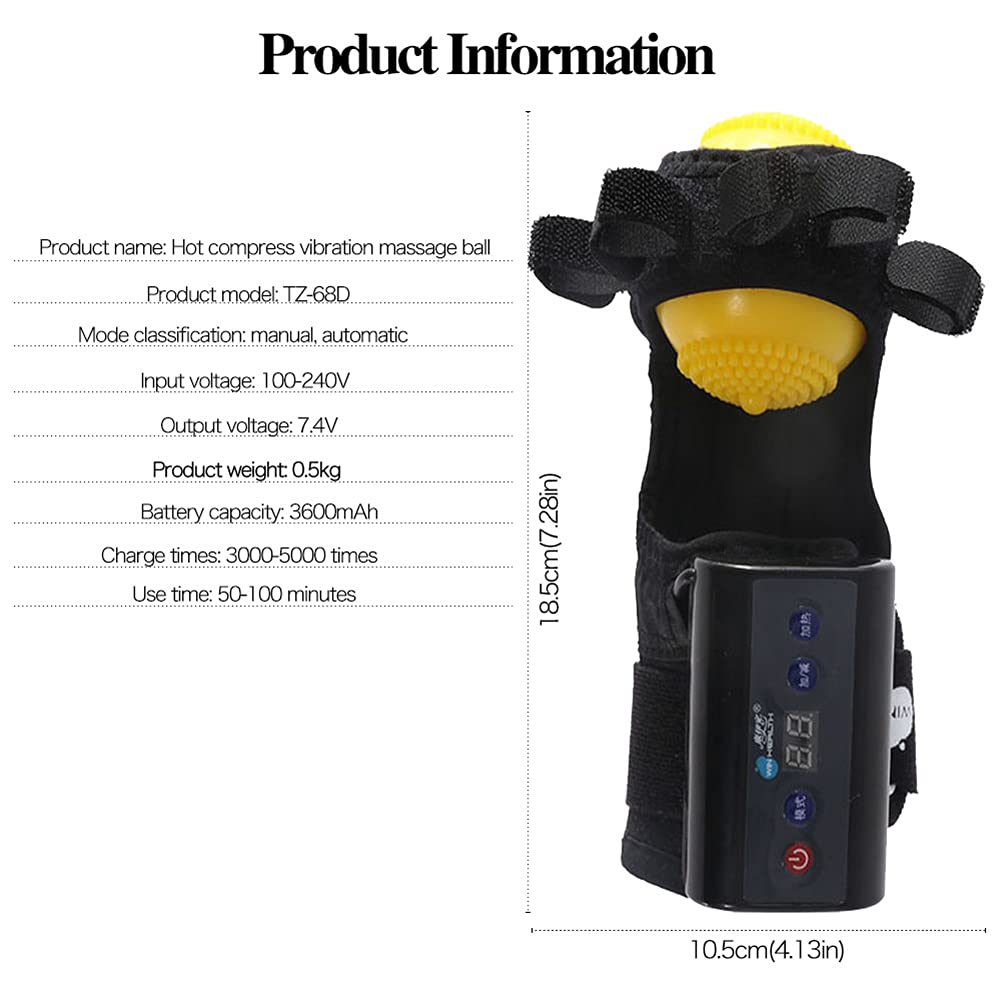 Wireless Infrared Heat Therapy Hand Massage Ball for Stroke Recovery - Relieves Hand Spasms, Improves Muscle Tone & Finger Mobility - Ideal for Hemiplegia Rehabilitation & Home Physical Therapy