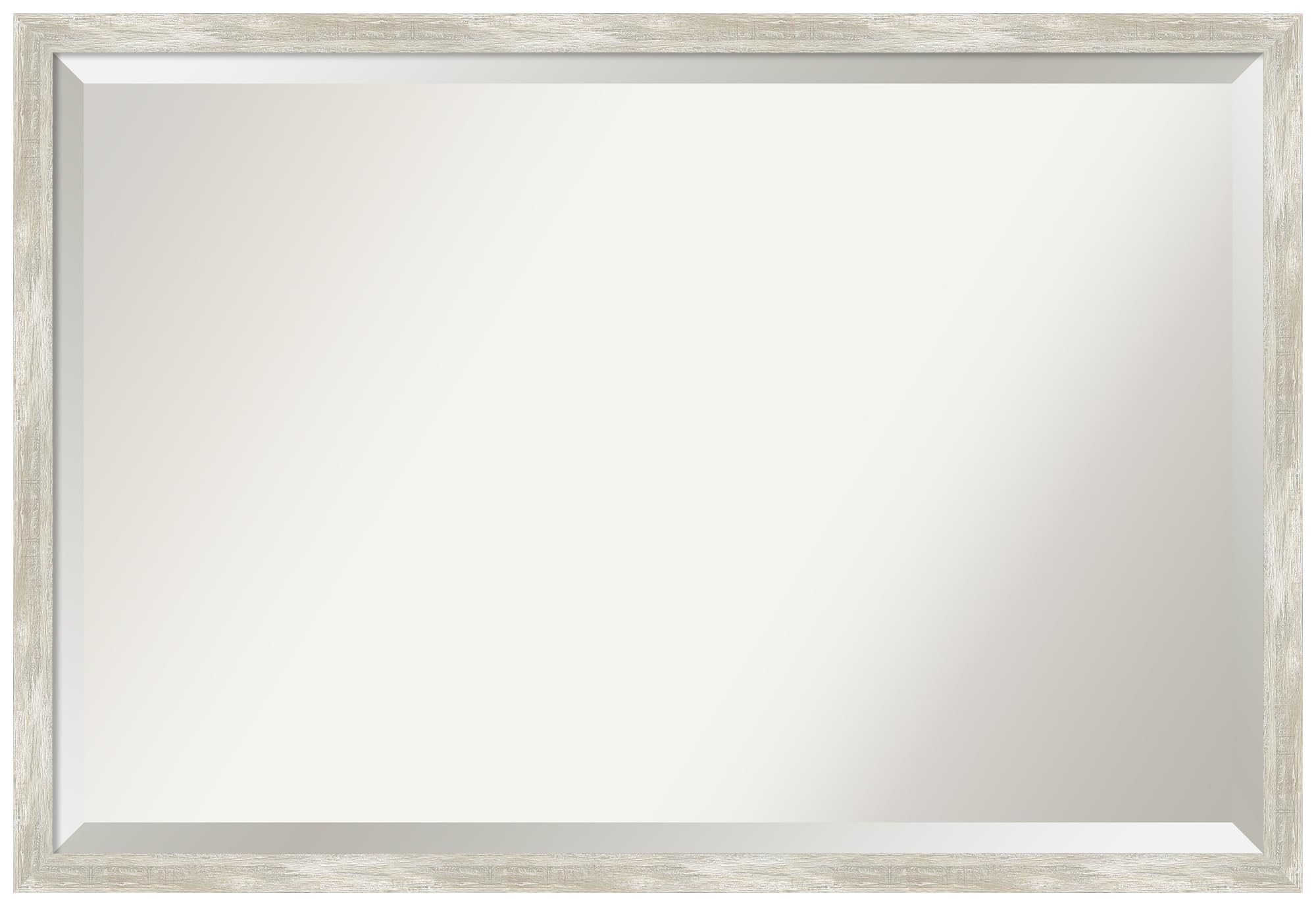 Amanti Art Silver Wall Mirror 26x38 Inches - Crackled Metallic Narrow Rectangle Bathroom & Living Room Mirror - Large Casual Frame with Beveled Edge - Hangs Horizontally or Vertically - Perfect for Wall Decor, Bathroom Vanity & Entryway Décor