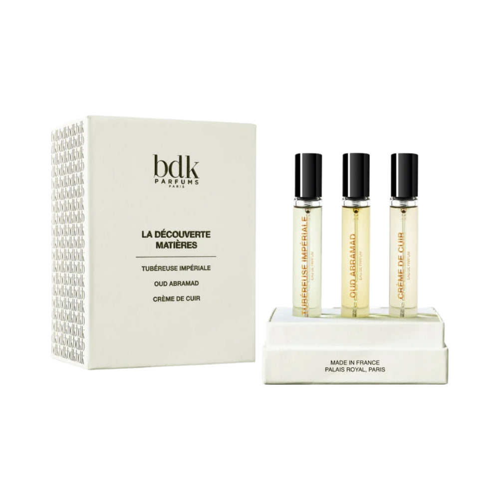 La Découverte Matiéres 3-Piece Discovery Perfume Set - 3 x 10ml Eau de Parfum Travel Size - Luxury Fragrance Sampler for Women & Men - Perfect for Gifts, Travel & Everyday Wear