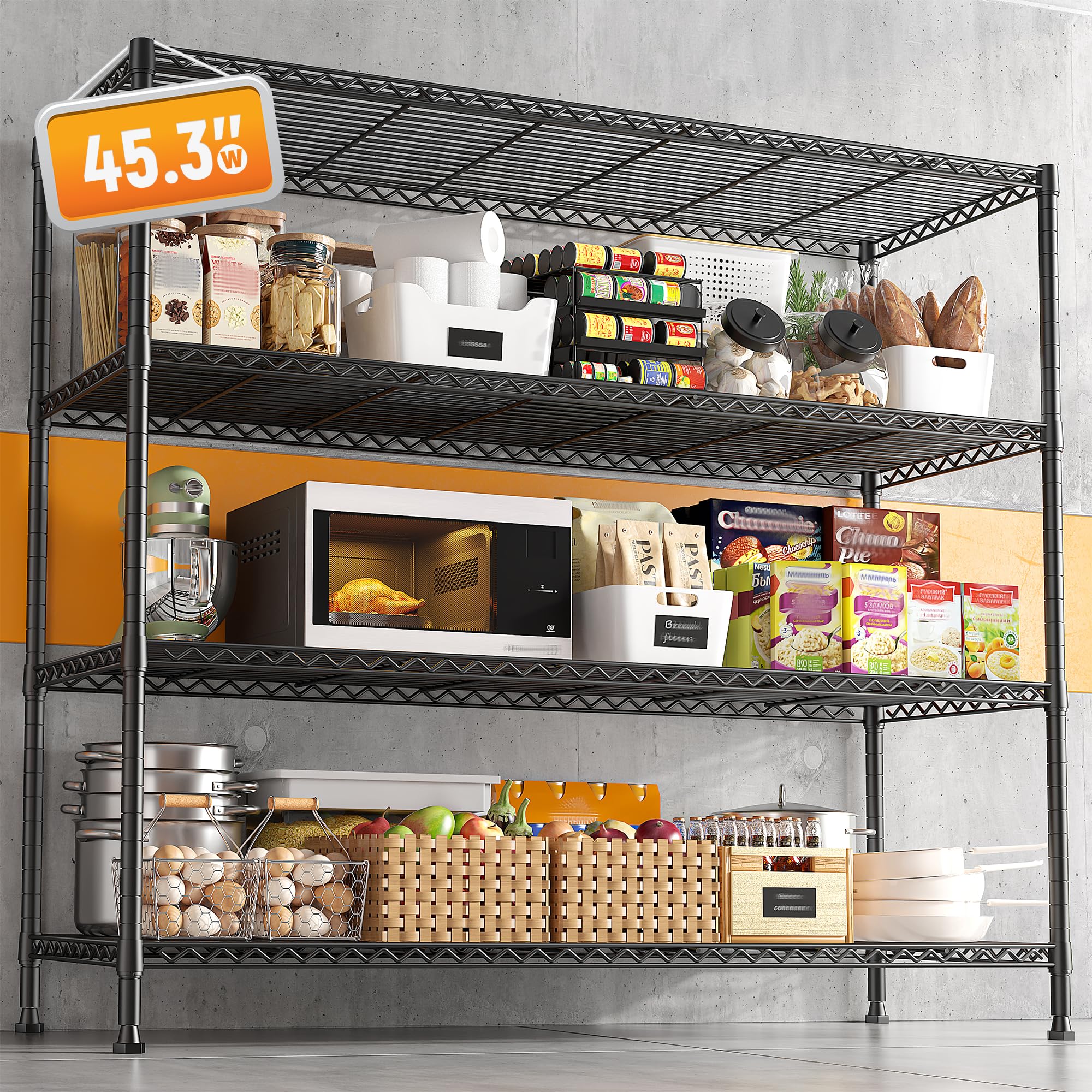 REIBII 4-Tier Heavy Duty Metal Storage Shelves 45.3