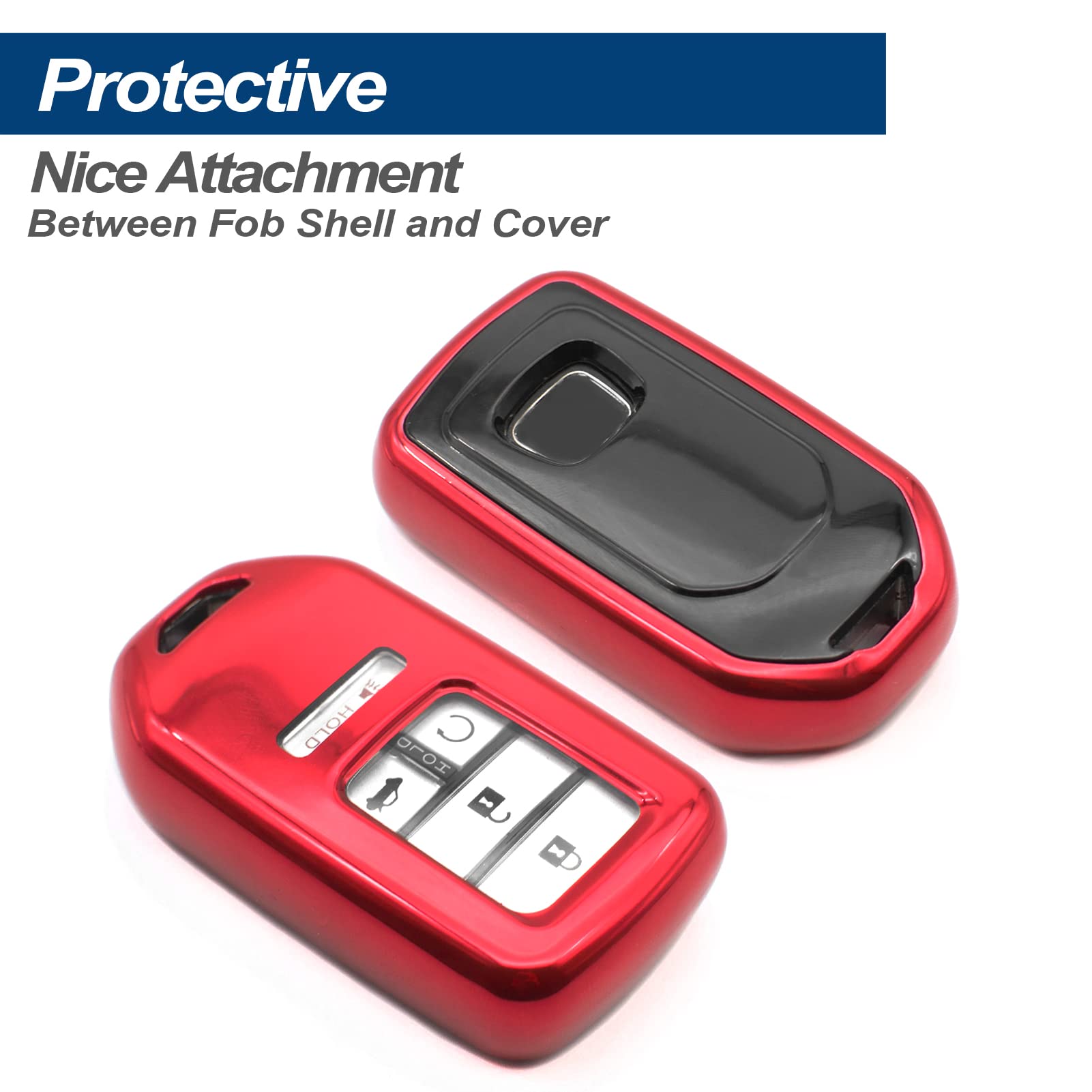 Premium TPU Key Fob Cover for Honda Civic CR-V Accord Odyssey (2016-2023) - Durable Protective Shell Case with Keyless Entry - Perfect for Daily Use, Travel & Car Protection (Red)