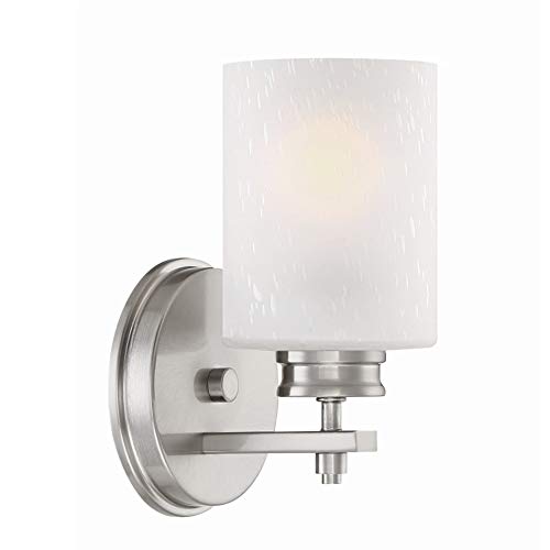 Brushed Nickel, Frosted Seeded Shade