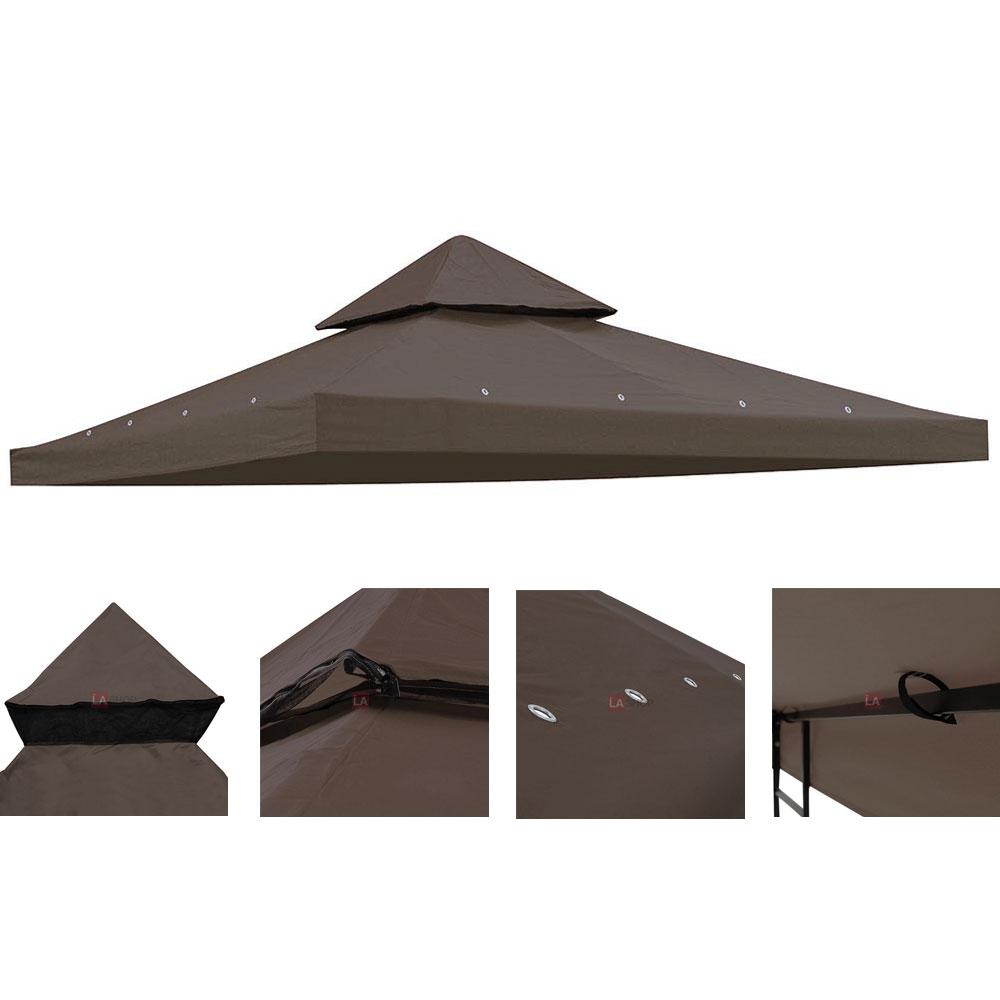 10x10 ft Replacement Gazebo Canopy - 2-Tier Waterproof Top Cover for Outdoor Patio, Deck, and Backyard Shade | TheLAShop